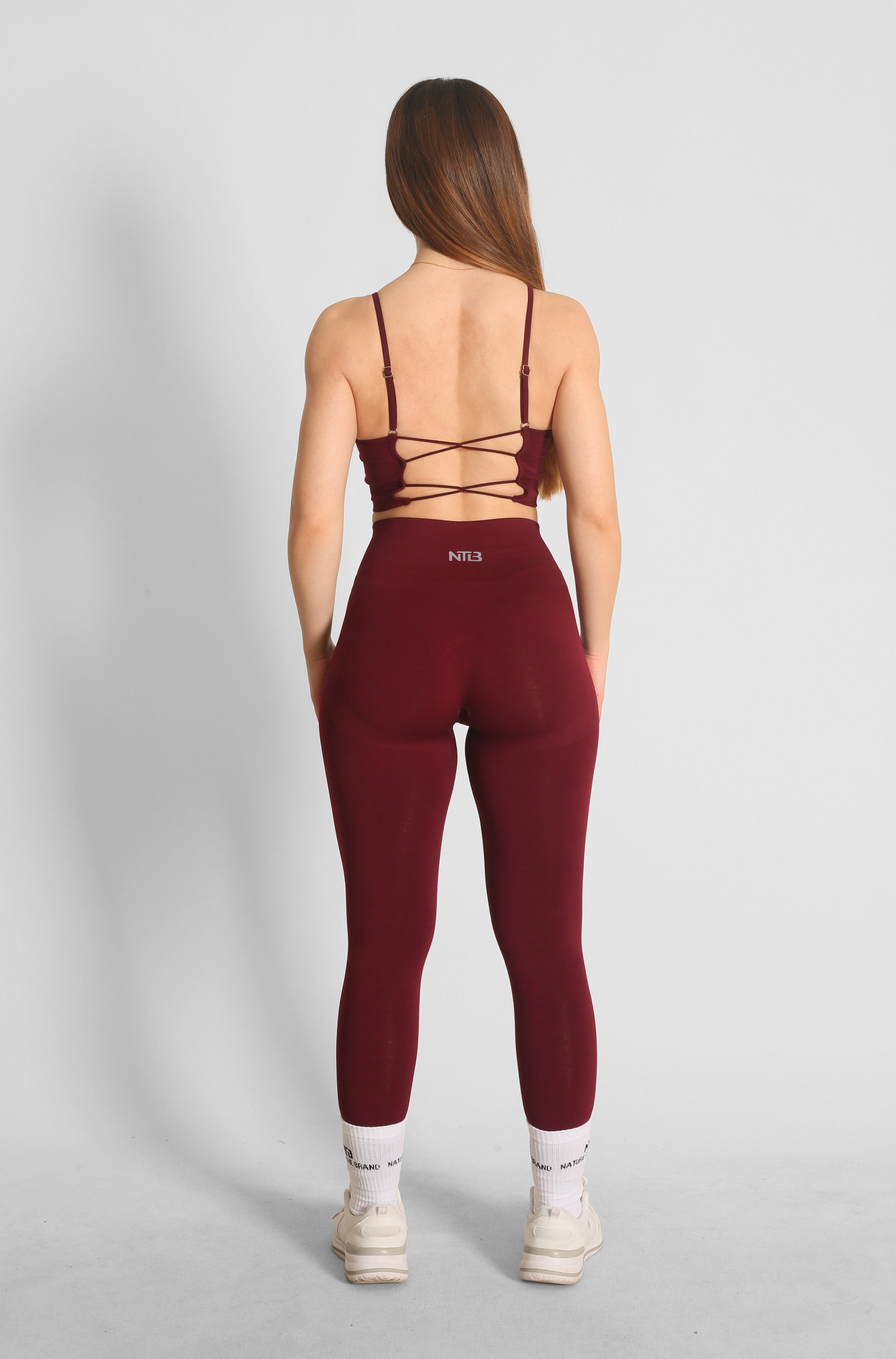 Hohe Taille Nahtlose Hüftformende Leggings Dunkelweinrot