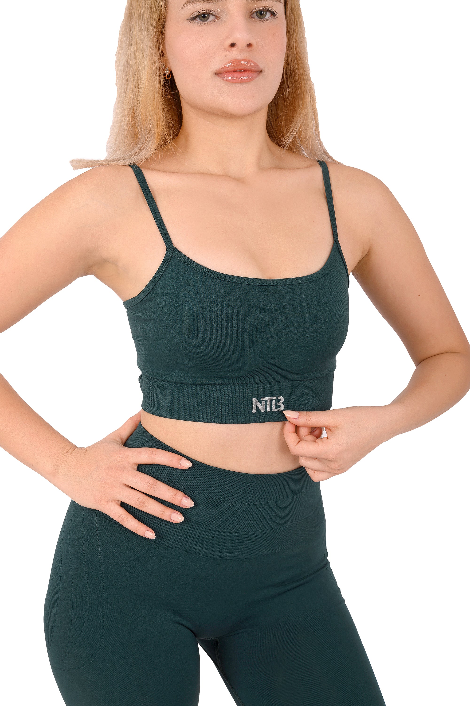 Nahtloser Sport-BH mit tiefem Rückenausschnitt – Waldgrün