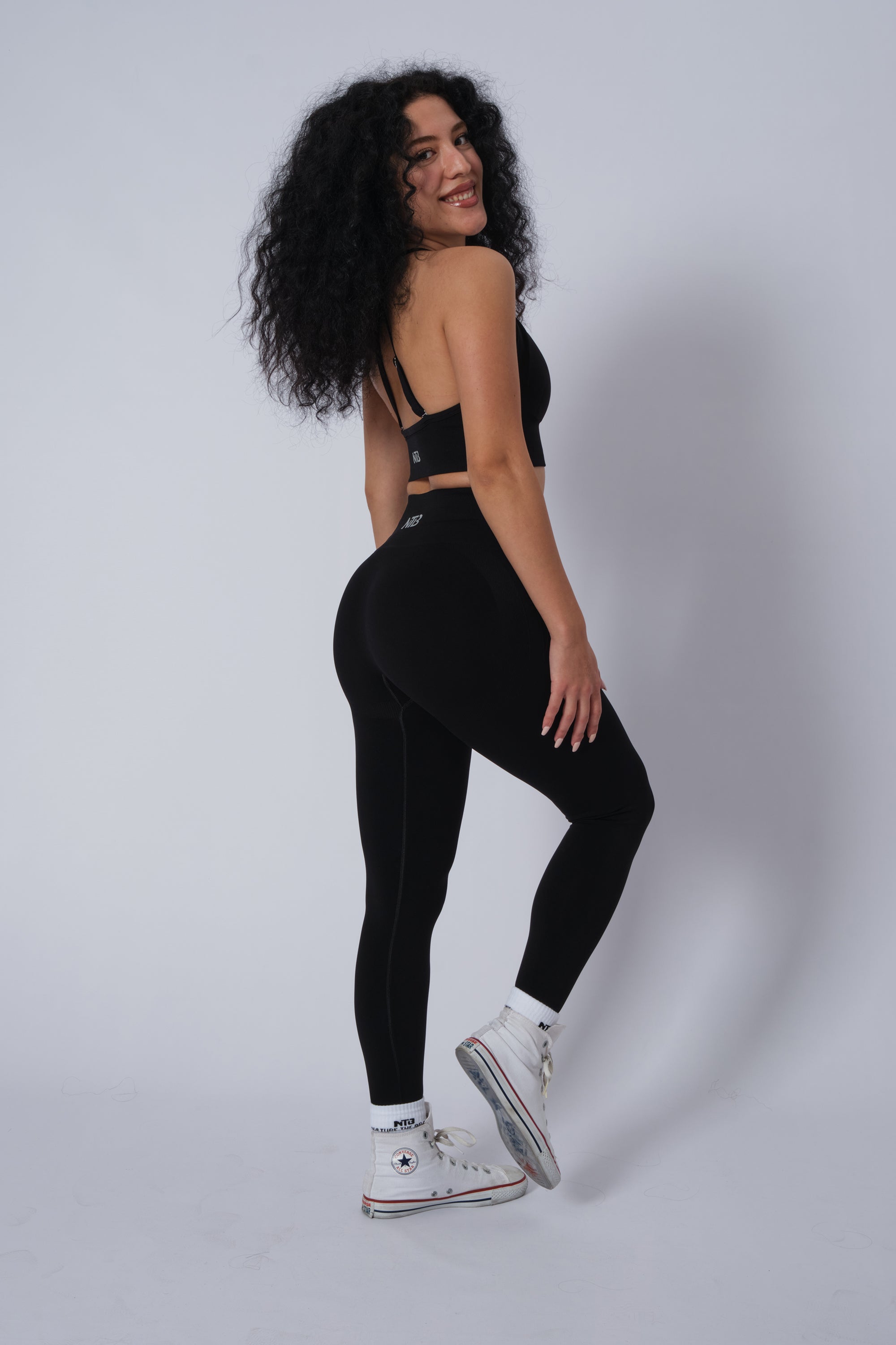 High Waist Formende Nahtlose Sportleggings Schwarz