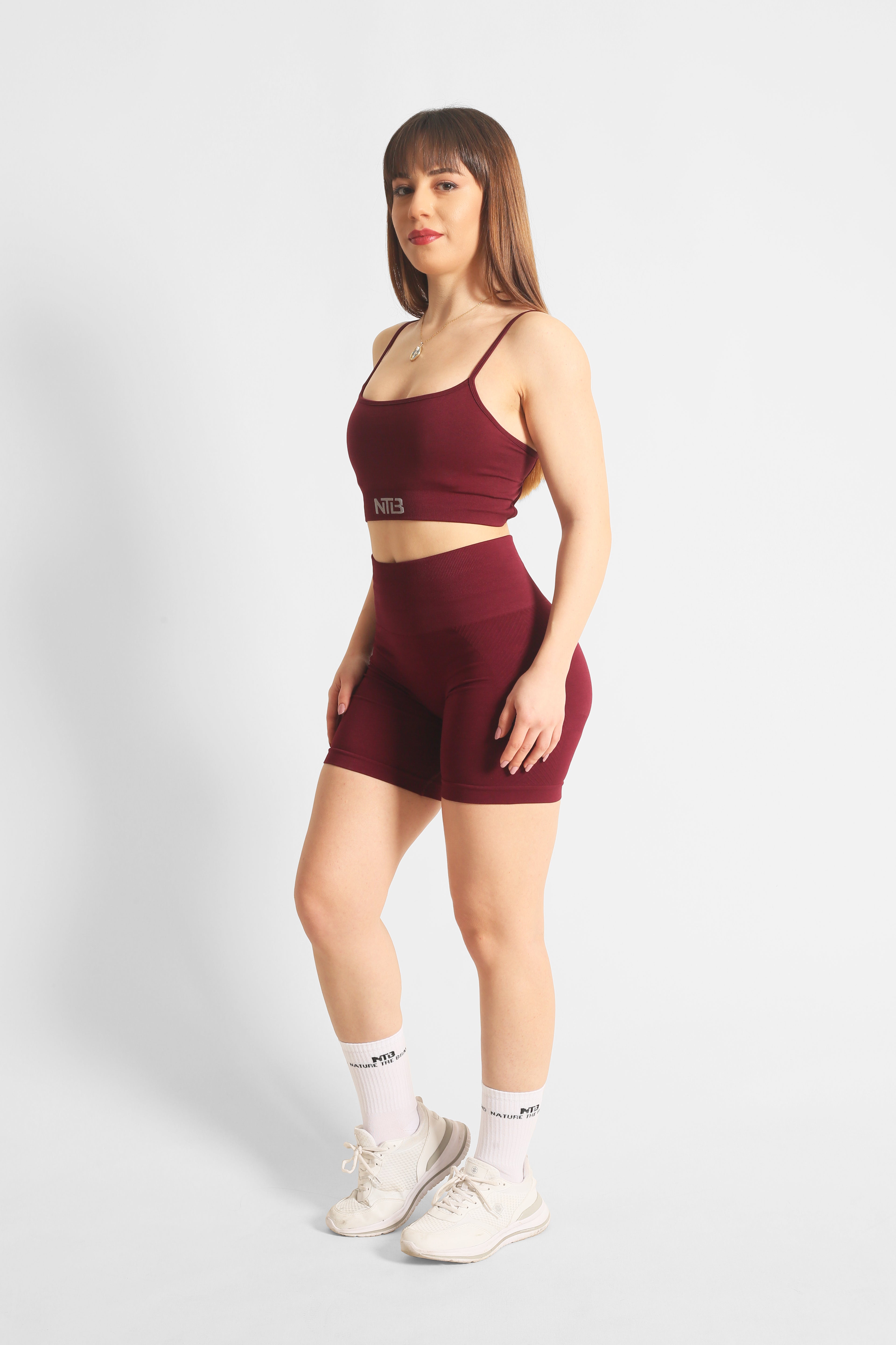 Push-Up Ohne Raffung Kurze Sport-Shorts in Dunkelweinrot
