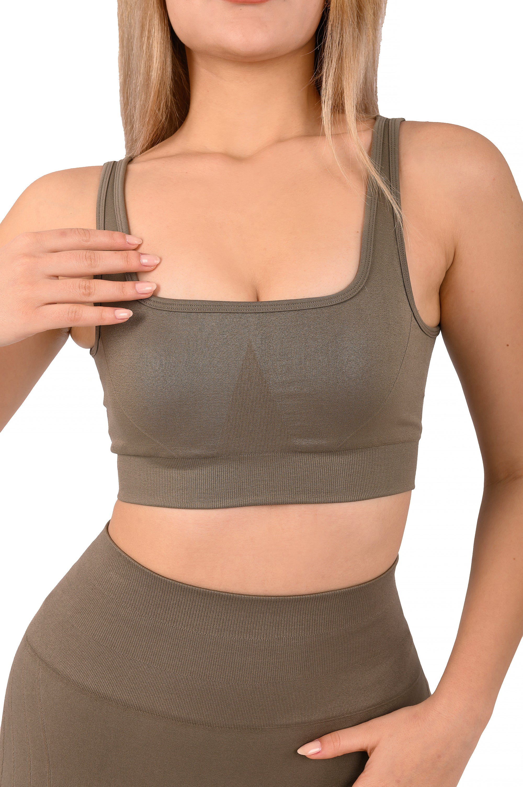 Nahtloser Sculpt Sport-BH – Taupe