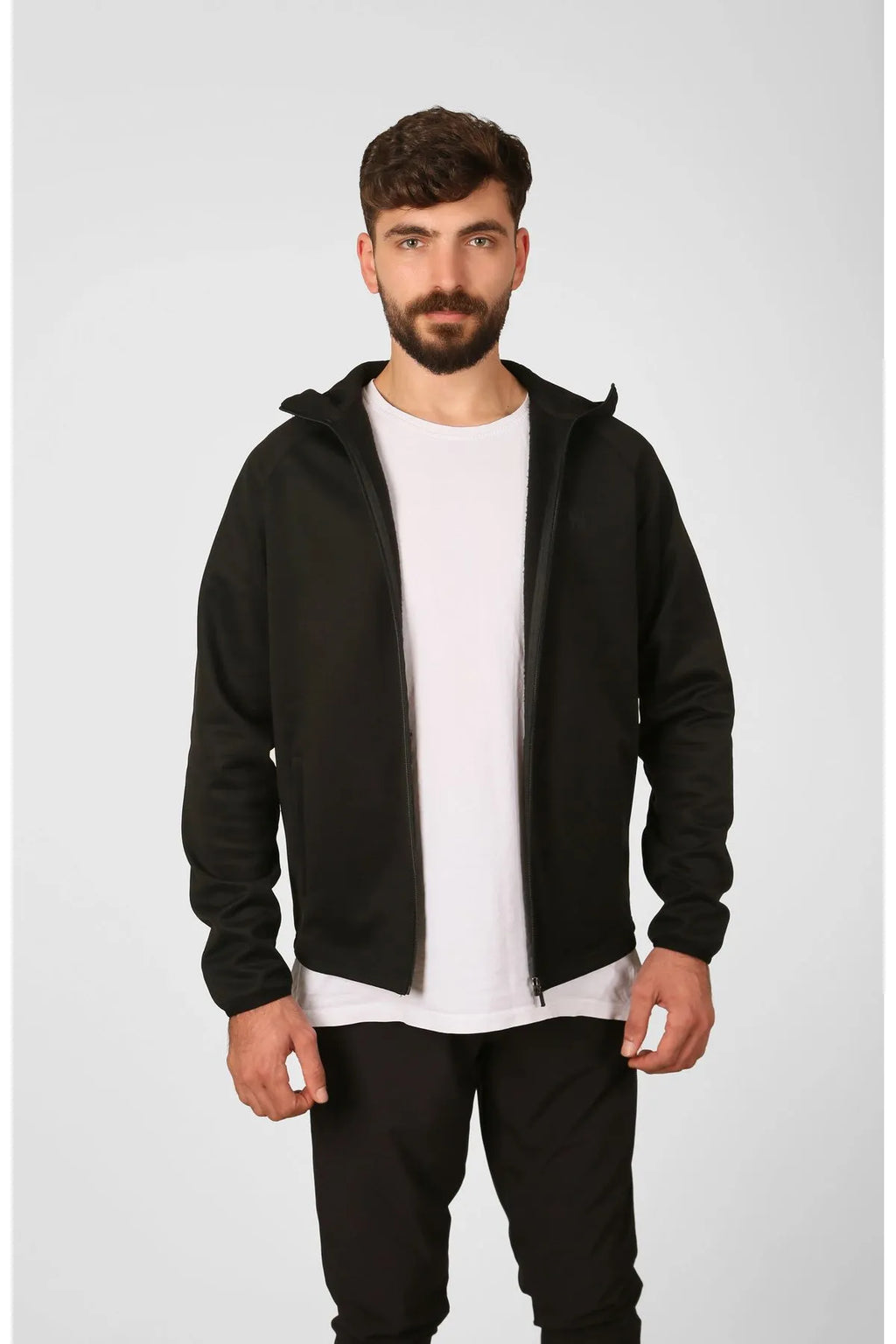 NTB Sweatshirt/Jacke mit Stehkragen, Kapuze und Reißverschluss aus Schardon-Fleece und Neoprenmaterial