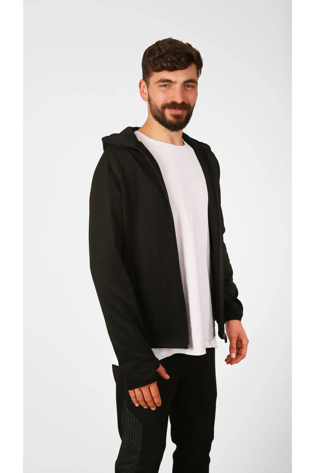 NTB Sweatshirt/Jacke mit Stehkragen, Kapuze und Reißverschluss aus Schardon-Fleece und Neoprenmaterial