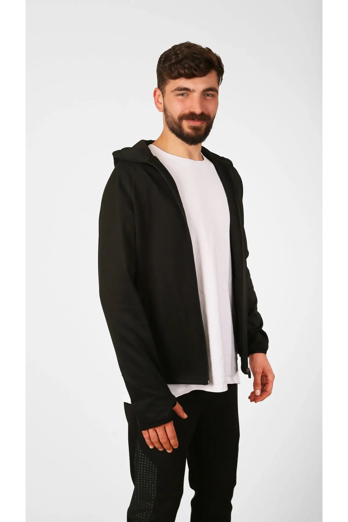 NTB Sweatshirt/Jacke mit Stehkragen, Kapuze und Reißverschluss aus Schardon-Fleece und Neoprenmaterial