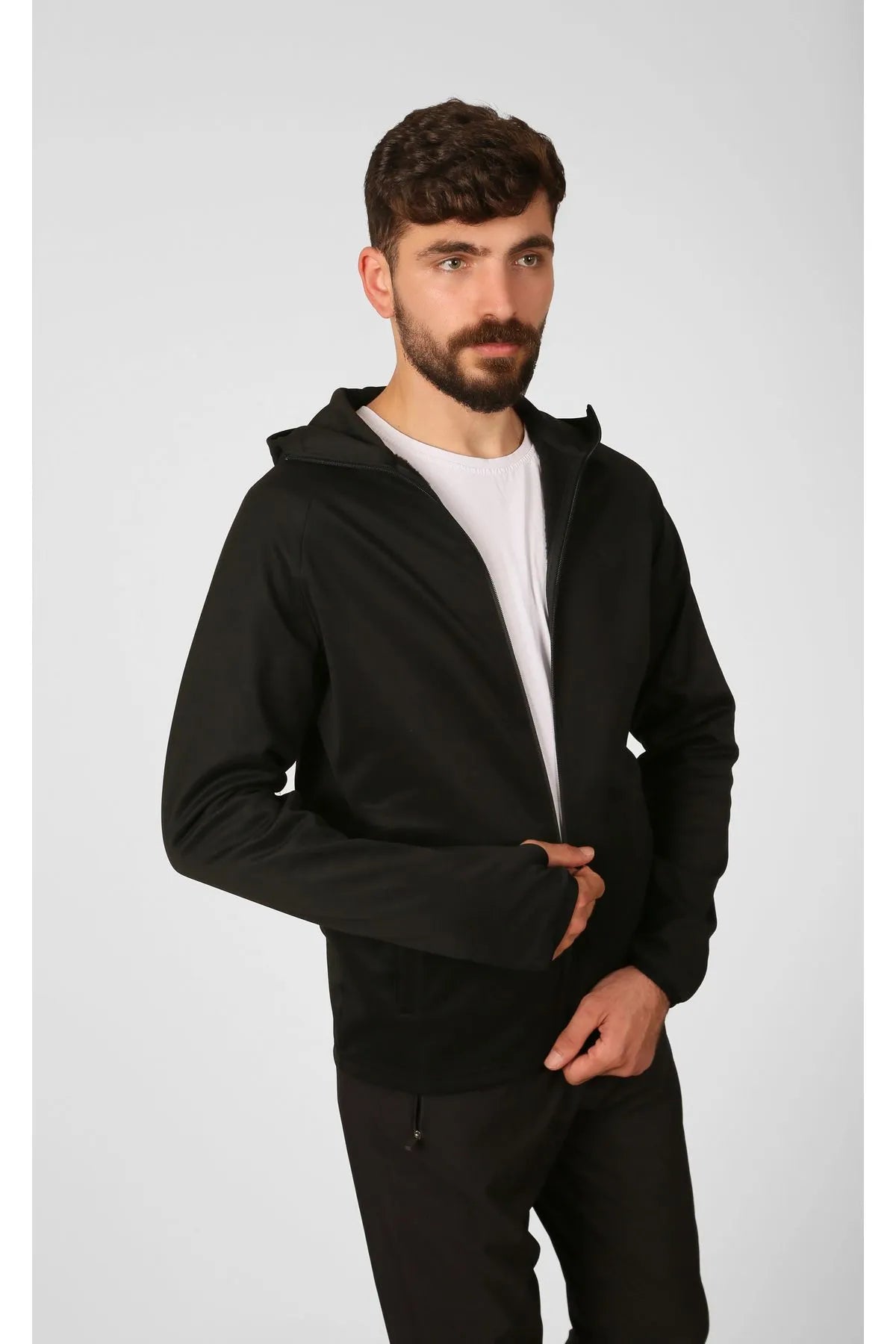 NTB Sweatshirt/Jacke mit Stehkragen, Kapuze und Reißverschluss aus Schardon-Fleece und Neoprenmaterial