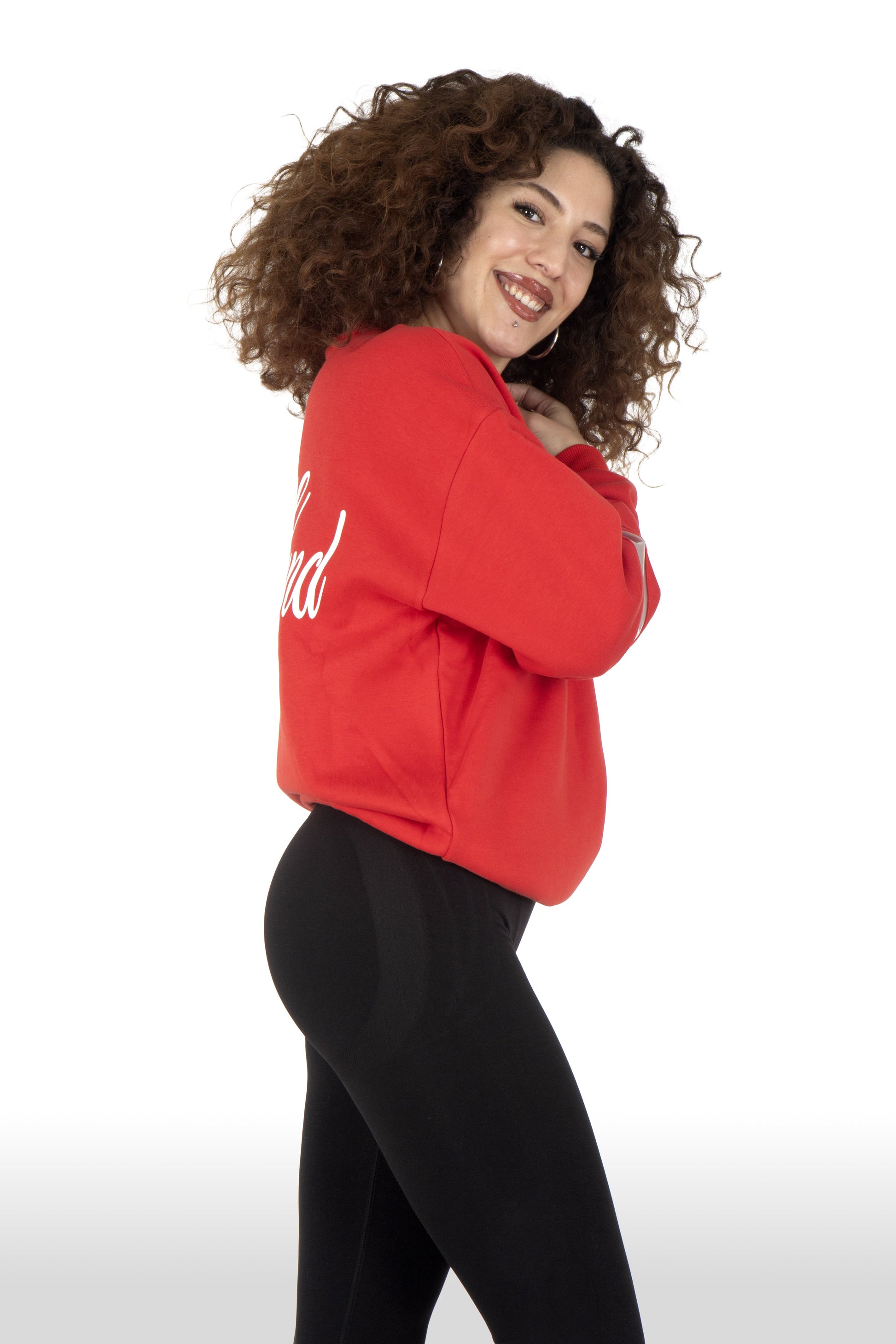 NTB Damen Oversize Sweatshirt mit PVC-Panel Rot