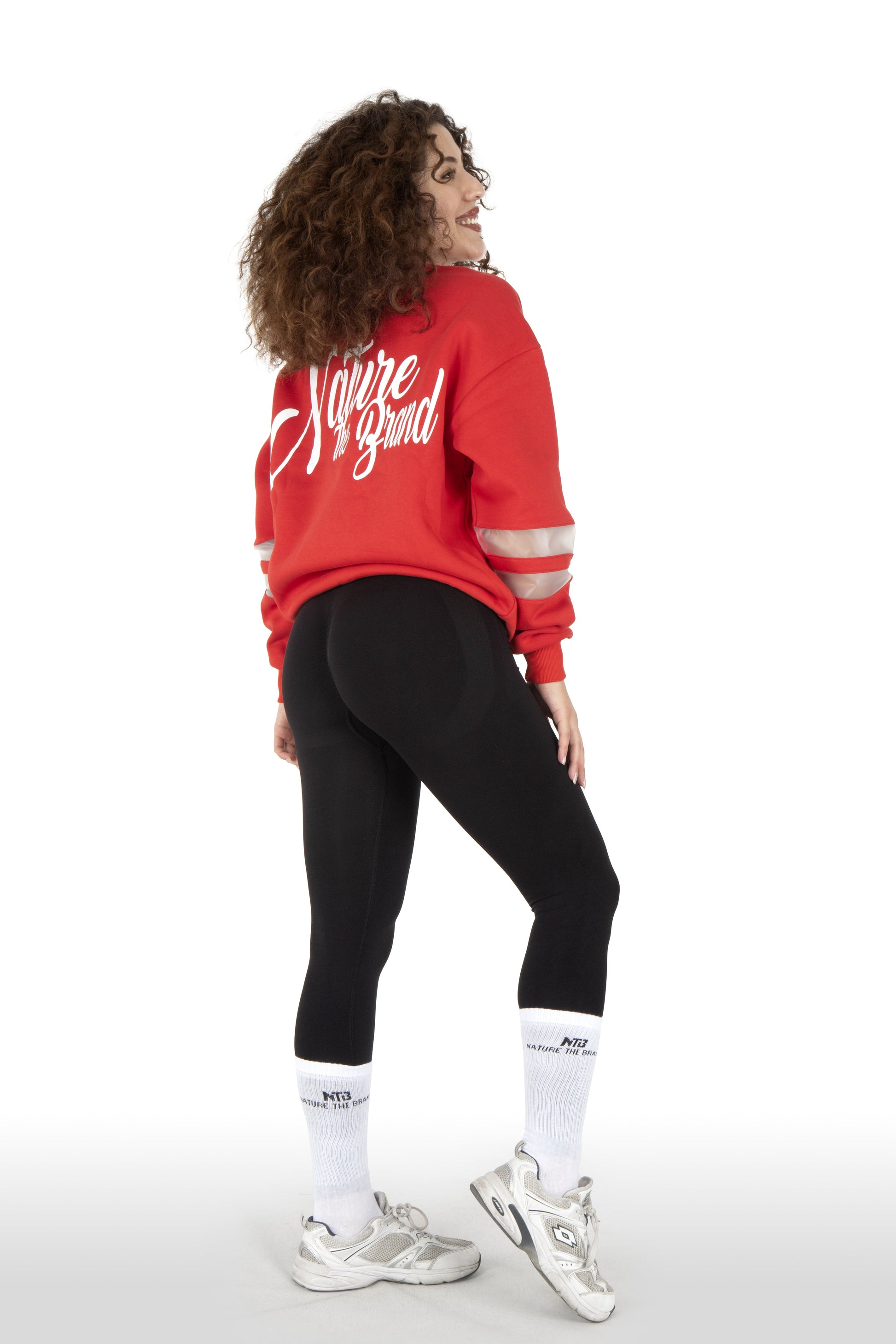 NTB Damen Oversize Sweatshirt mit PVC-Panel Rot