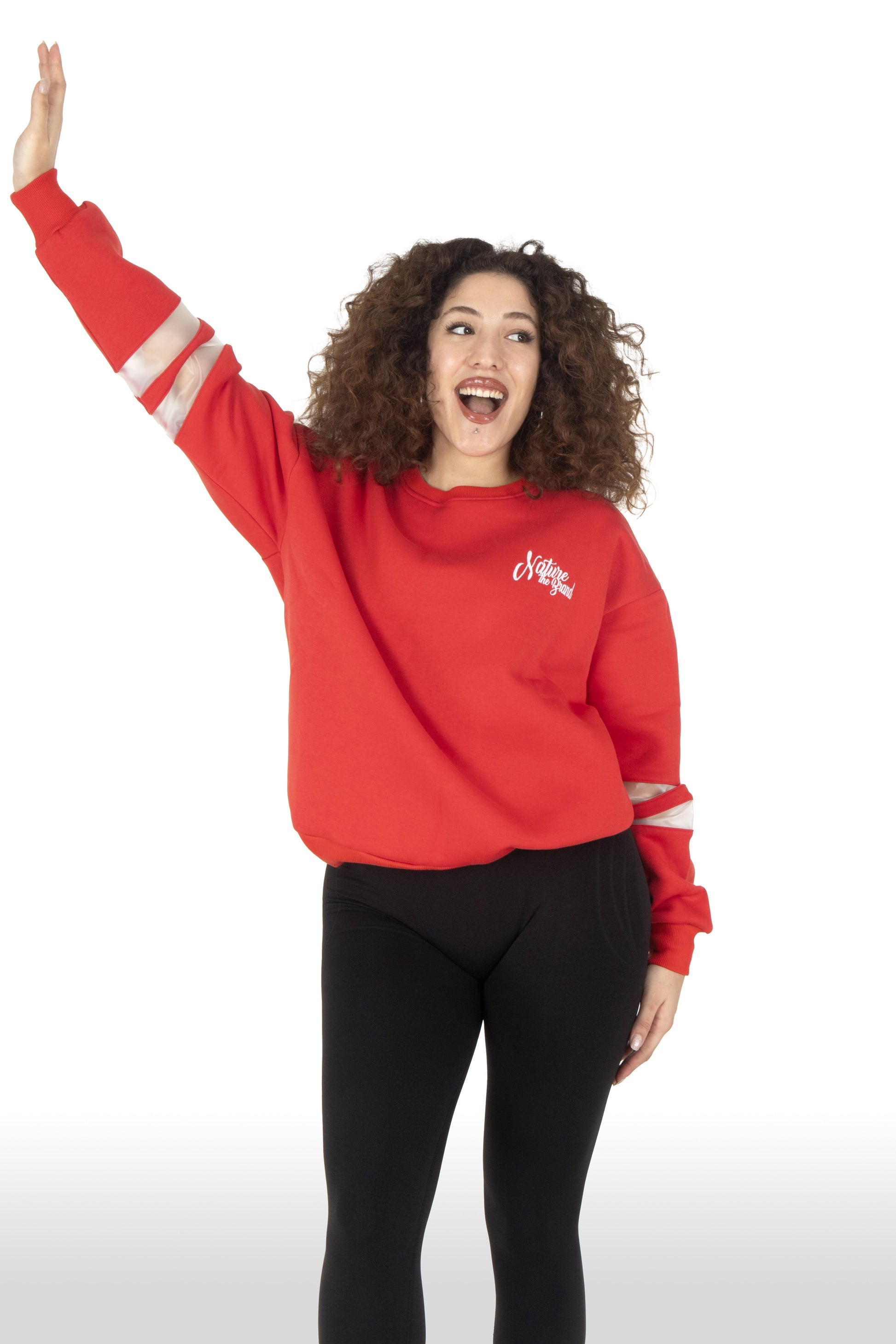 NTB Damen Oversize Sweatshirt mit PVC-Panel Rot