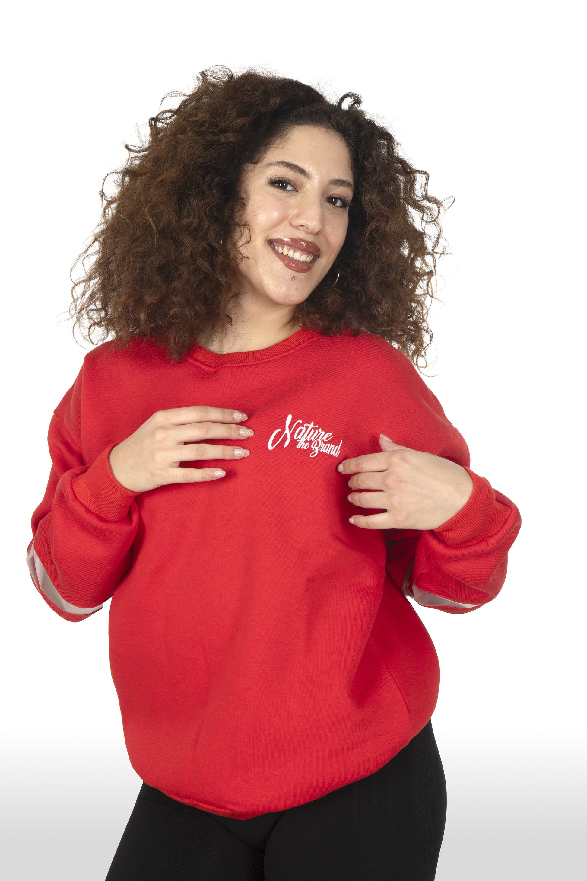 NTB Damen Oversize Sweatshirt mit PVC-Panel Rot