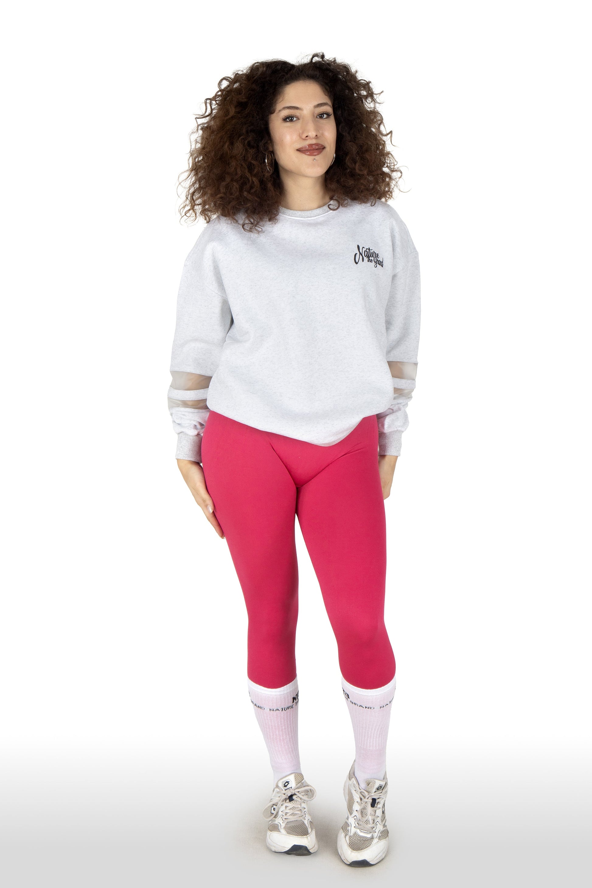 NTB Damen Oversize Sweatshirt mit PVC-Panel Grau