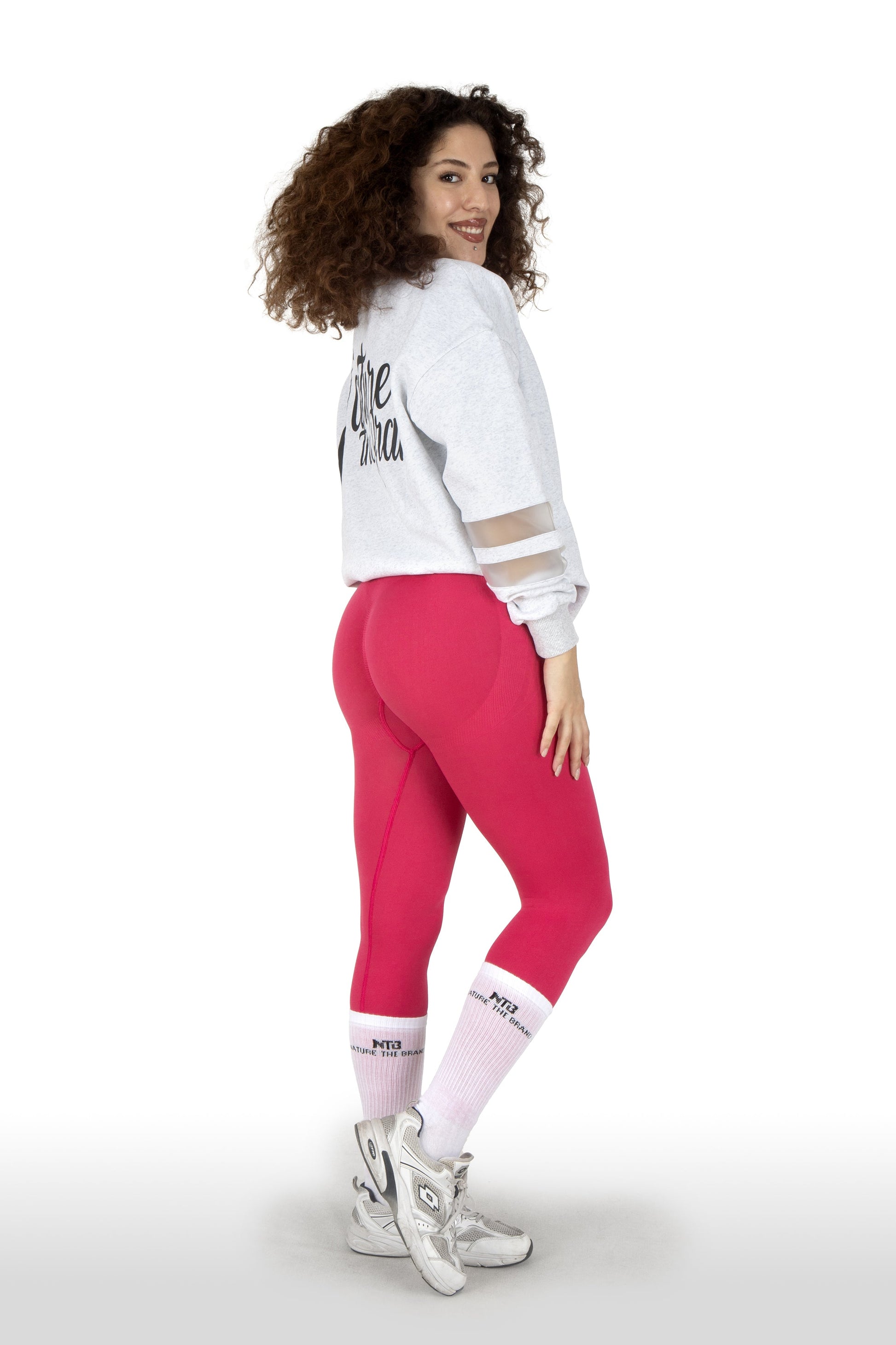 NTB Damen Oversize Sweatshirt mit PVC-Panel Grau