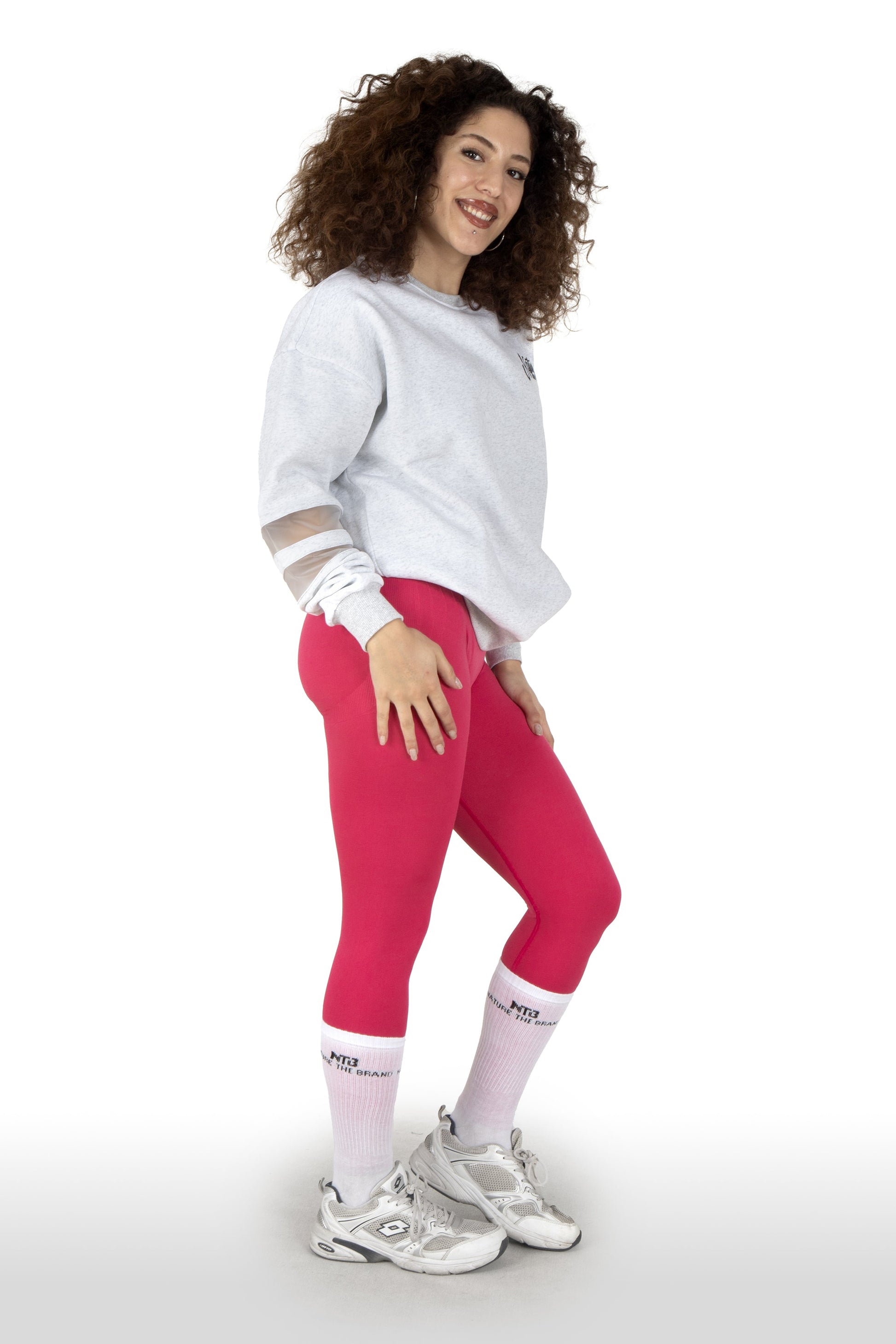 NTB Damen Oversize Sweatshirt mit PVC-Panel Grau