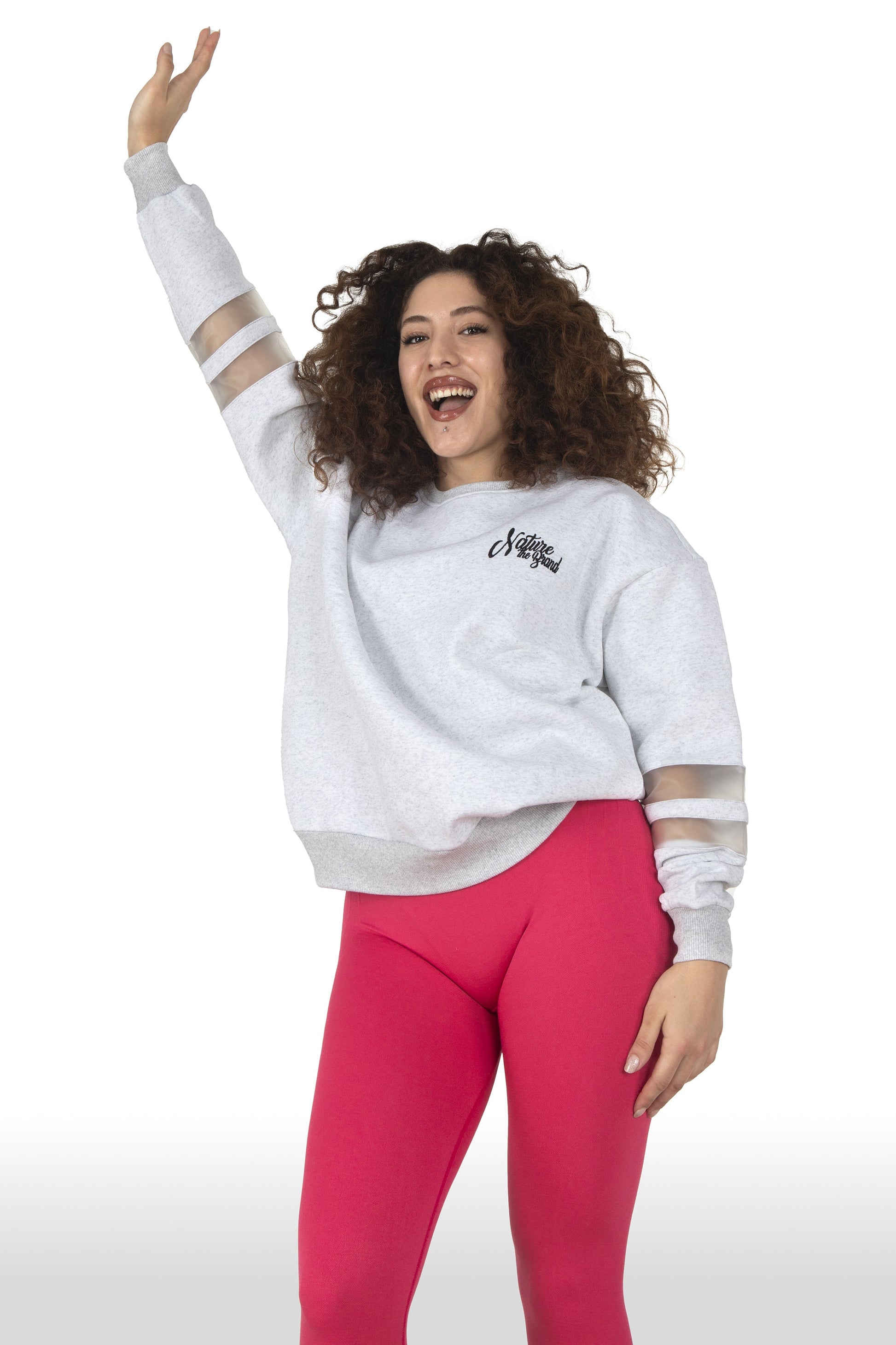 NTB Damen Oversize Sweatshirt mit PVC-Panel Grau