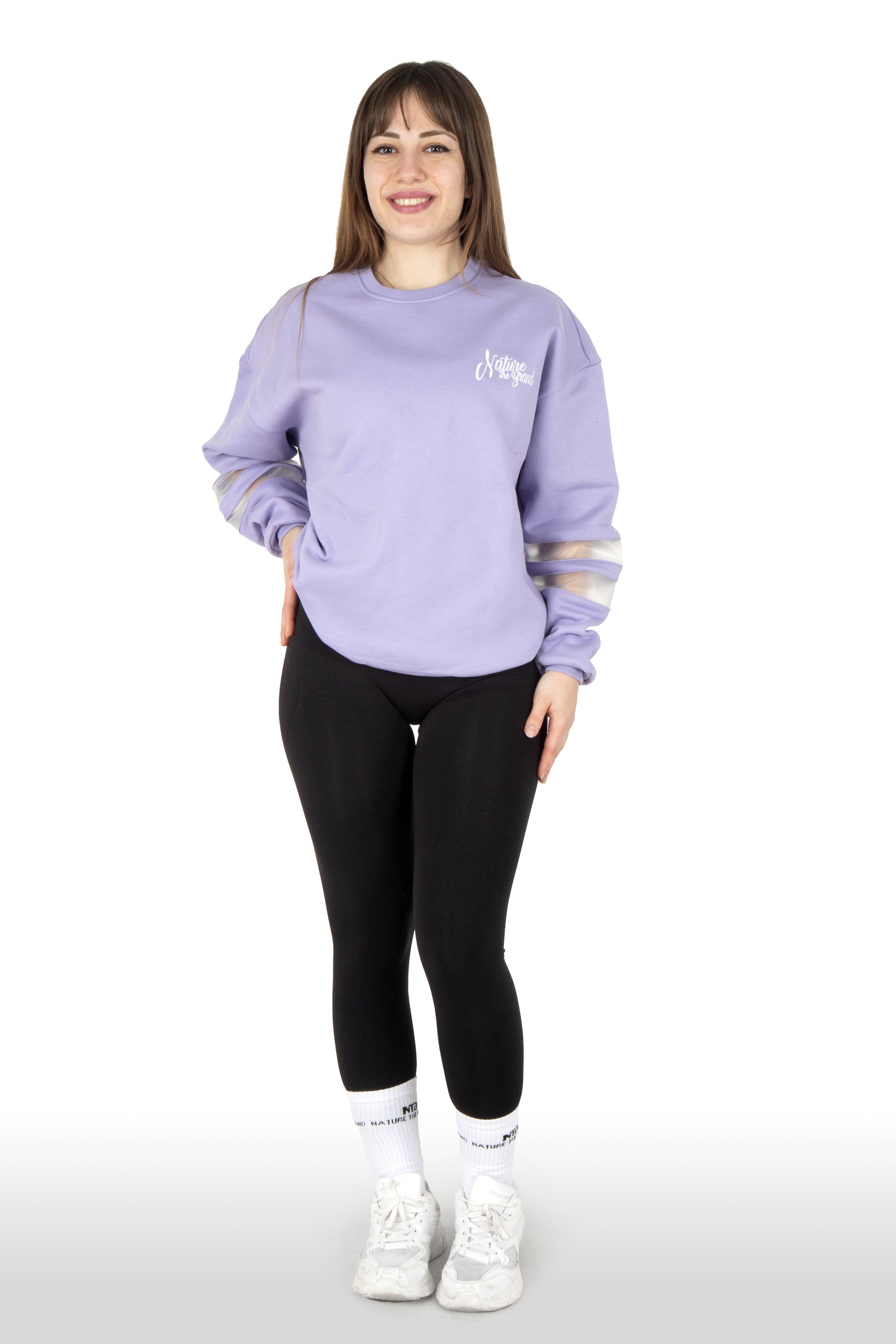 NTB Damen Oversize Sweatshirt mit PVC-Panel in Lavendel