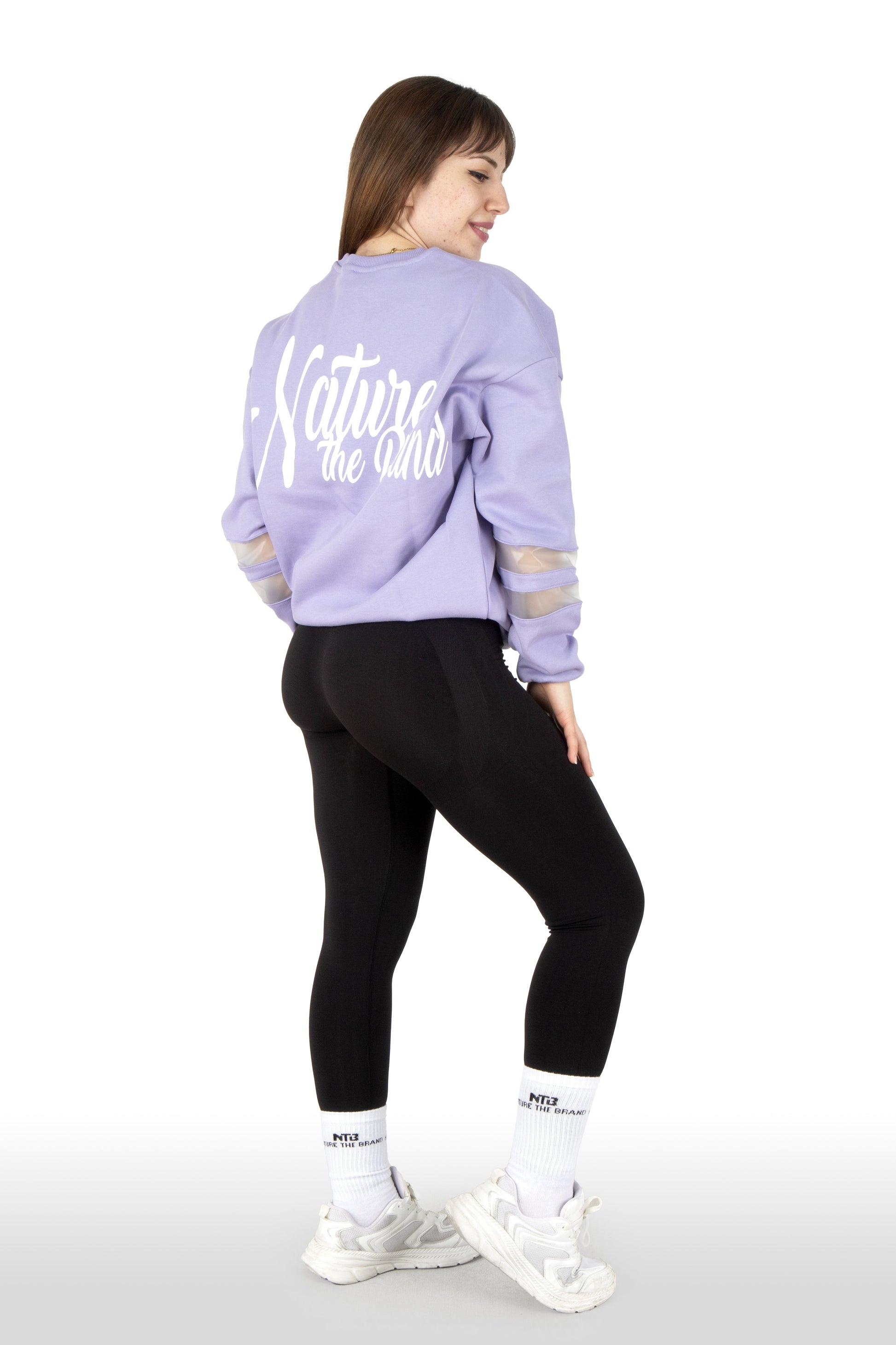 NTB Damen Oversize Sweatshirt mit PVC-Panel in Lavendel