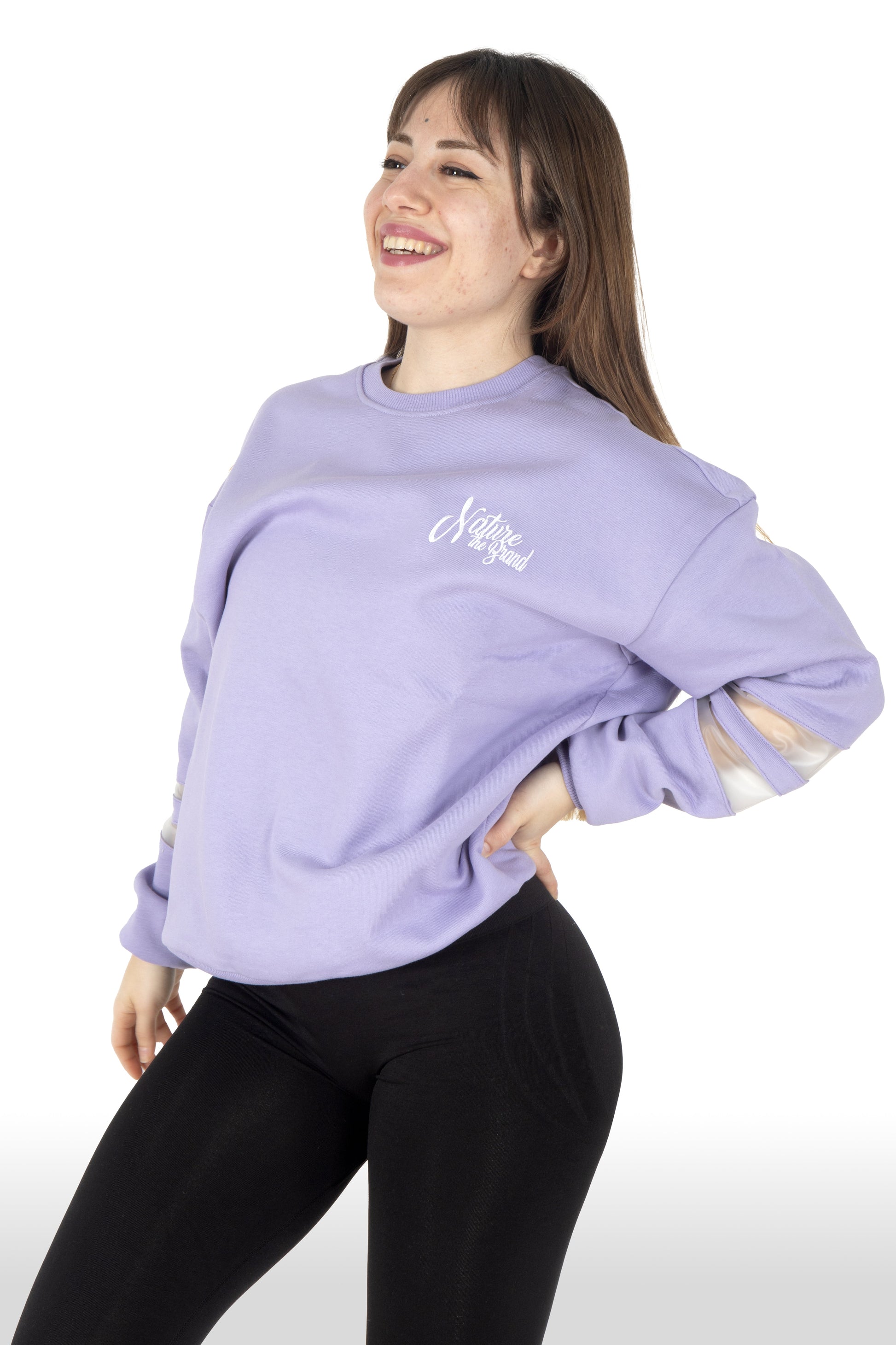 NTB Damen Oversize Sweatshirt mit PVC-Panel in Lavendel