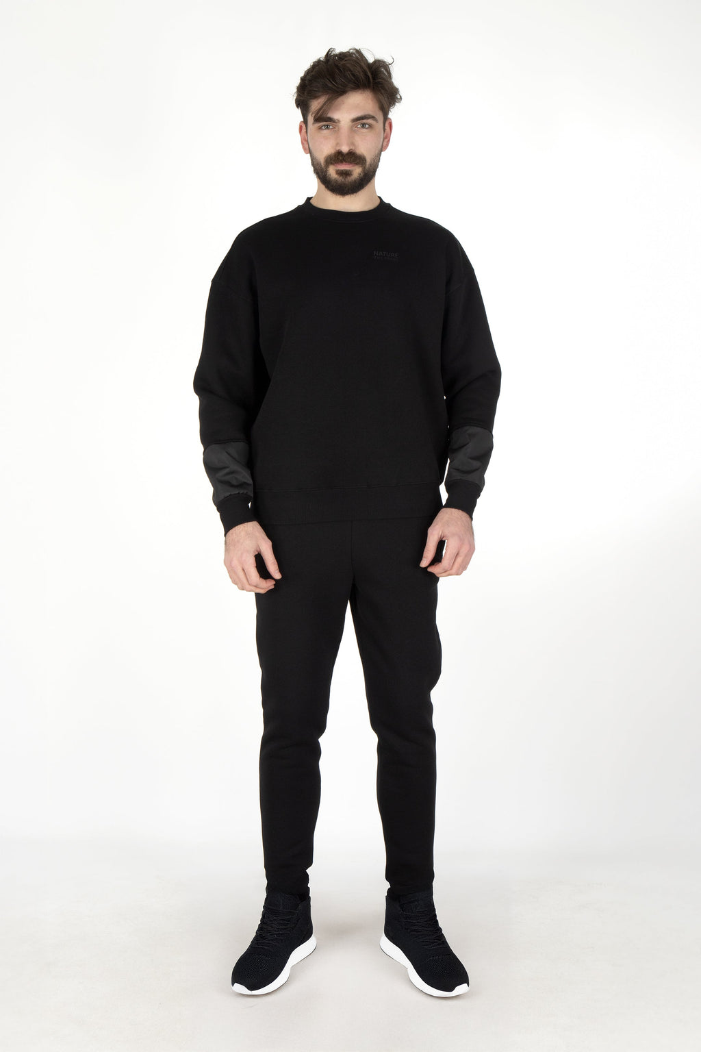 NTB Schwarzes Oversize Sweatshirt mit Schardon-Finish und PVC-Ärmel-Details