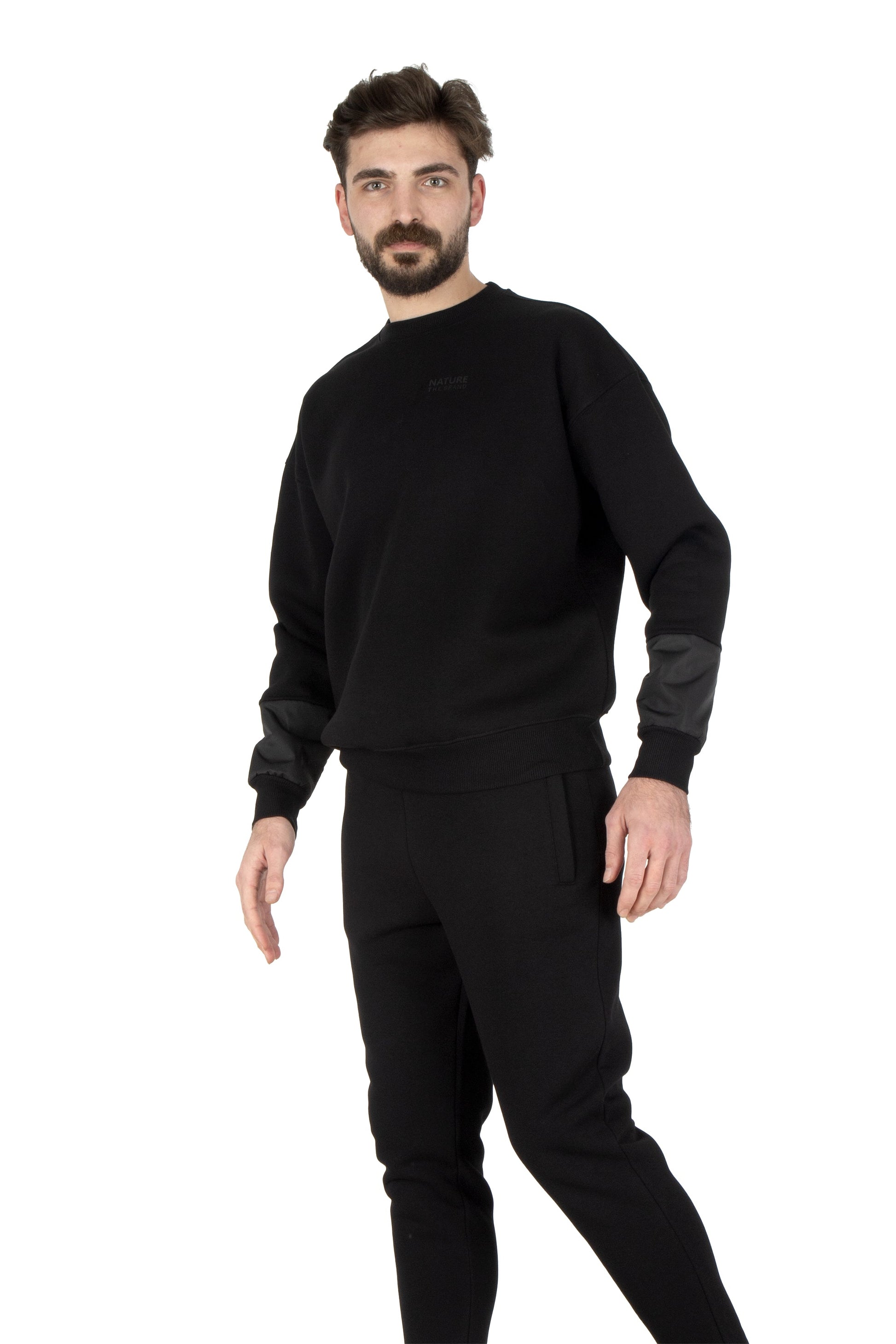 NTB Schwarzes Oversize Sweatshirt mit Schardon-Finish und PVC-Ärmel-Details