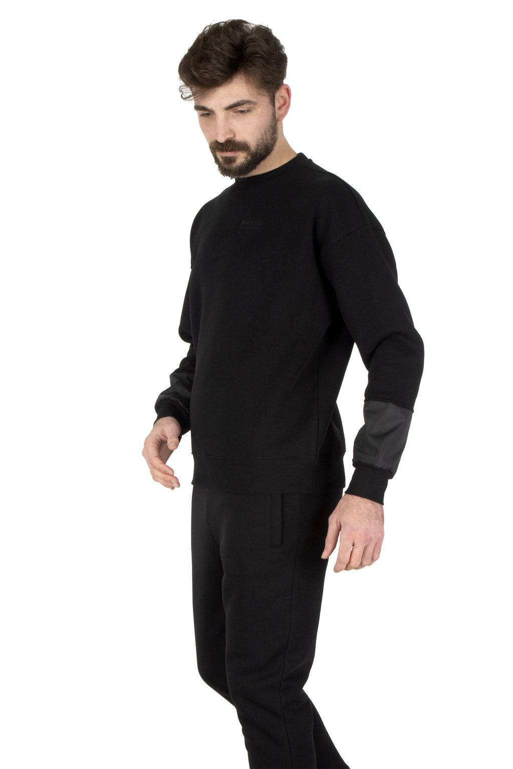 NTB Schwarzes Oversize Sweatshirt mit Schardon-Finish und PVC-Ärmel-Details
