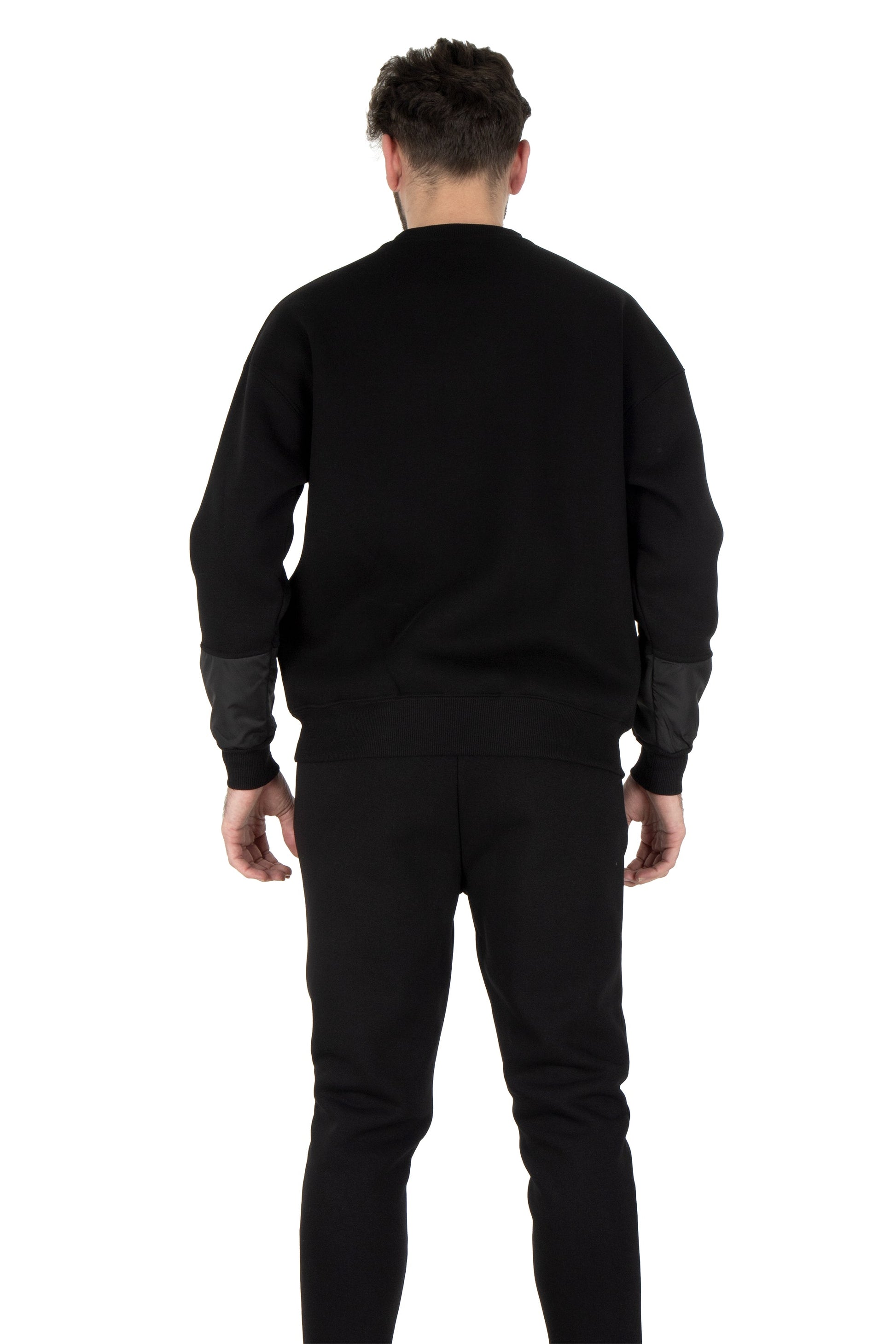 NTB Schwarzes Oversize Sweatshirt mit Schardon-Finish und PVC-Ärmel-Details