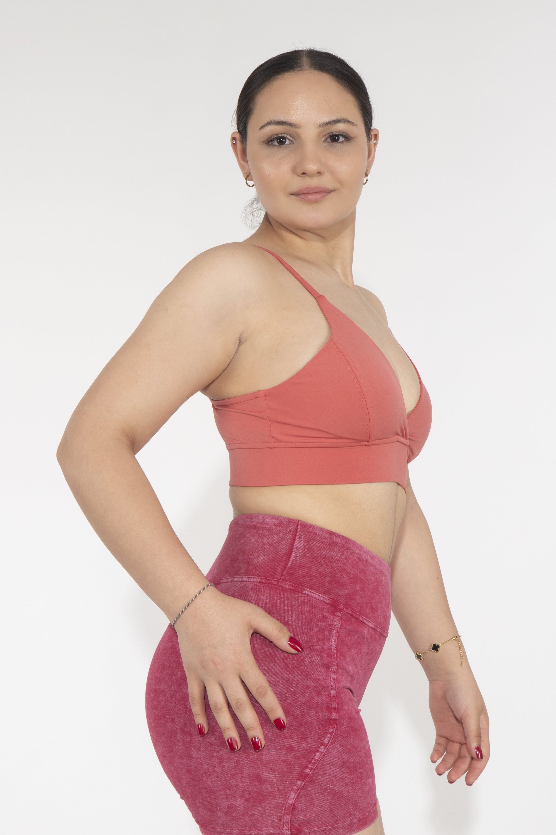 Clay Red Nahtloser Sport-BH mit Dekolleté