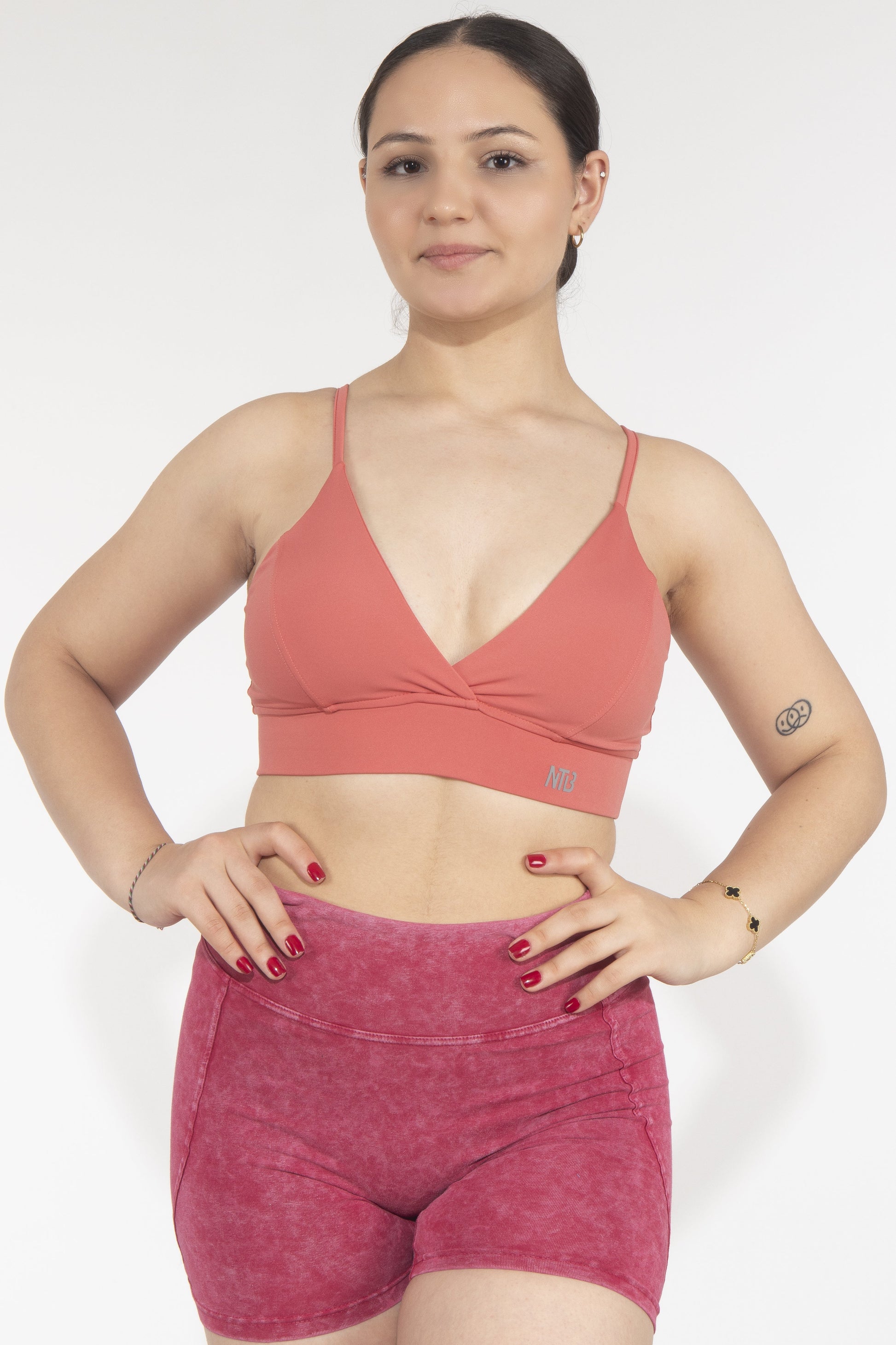 Clay Red Nahtloser Sport-BH mit Dekolleté