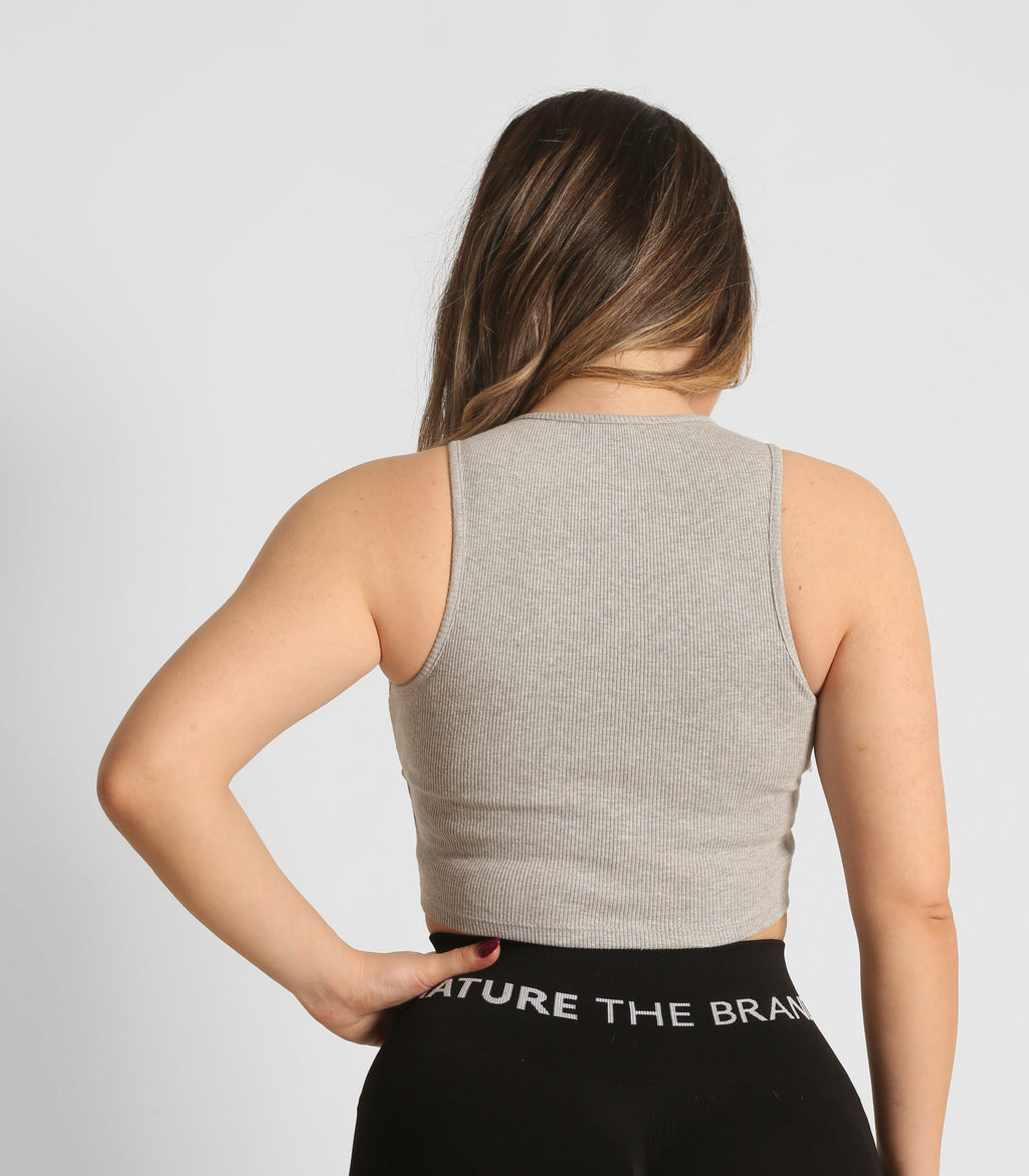 NTB Rippentop mit Ausschnitt Grau