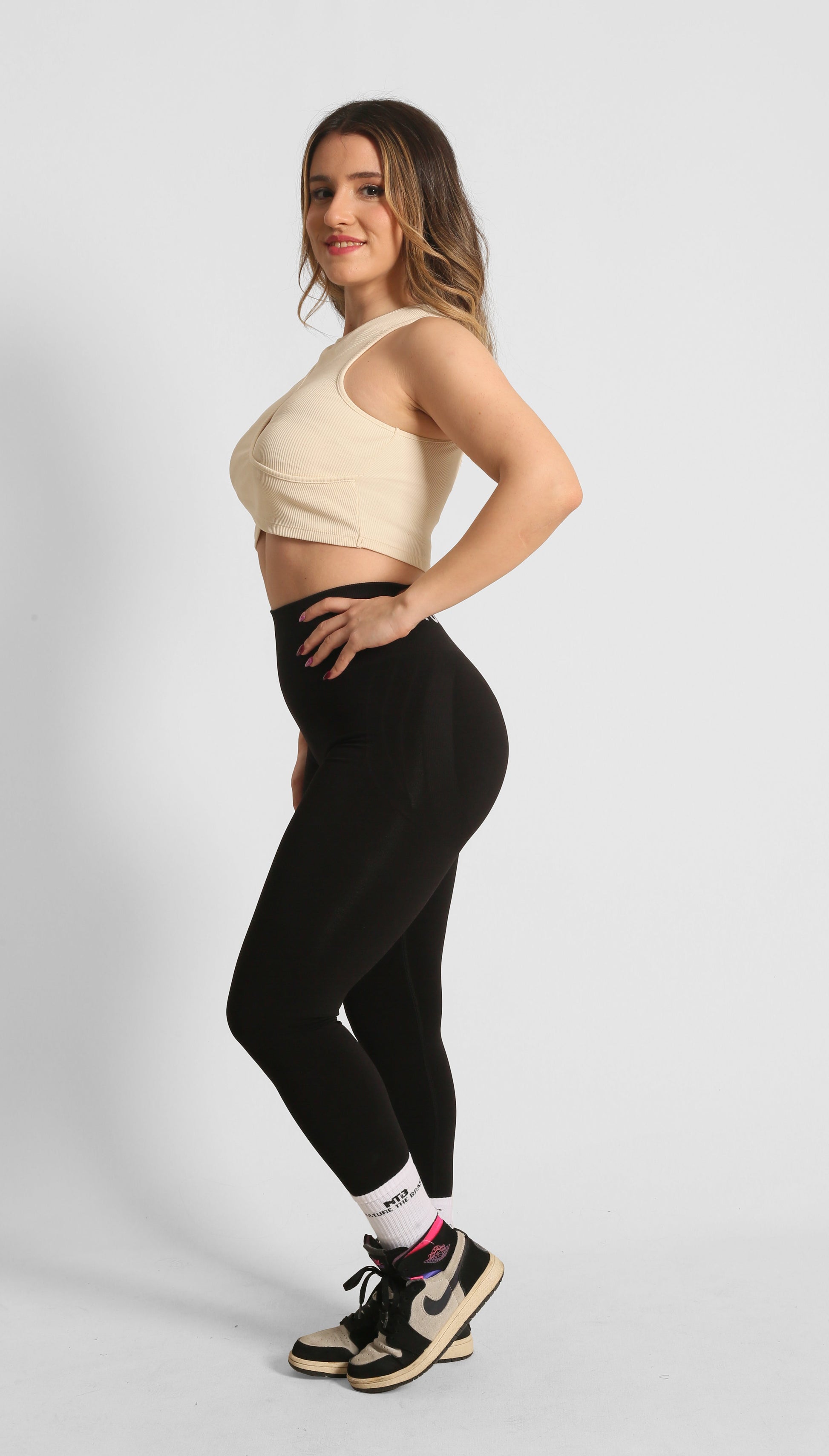 NTB Cleavage Ribbed Top in Ecru