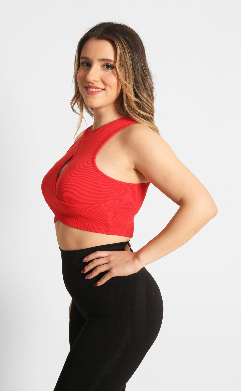 NTB Rippentop mit Ausschnitt Rot