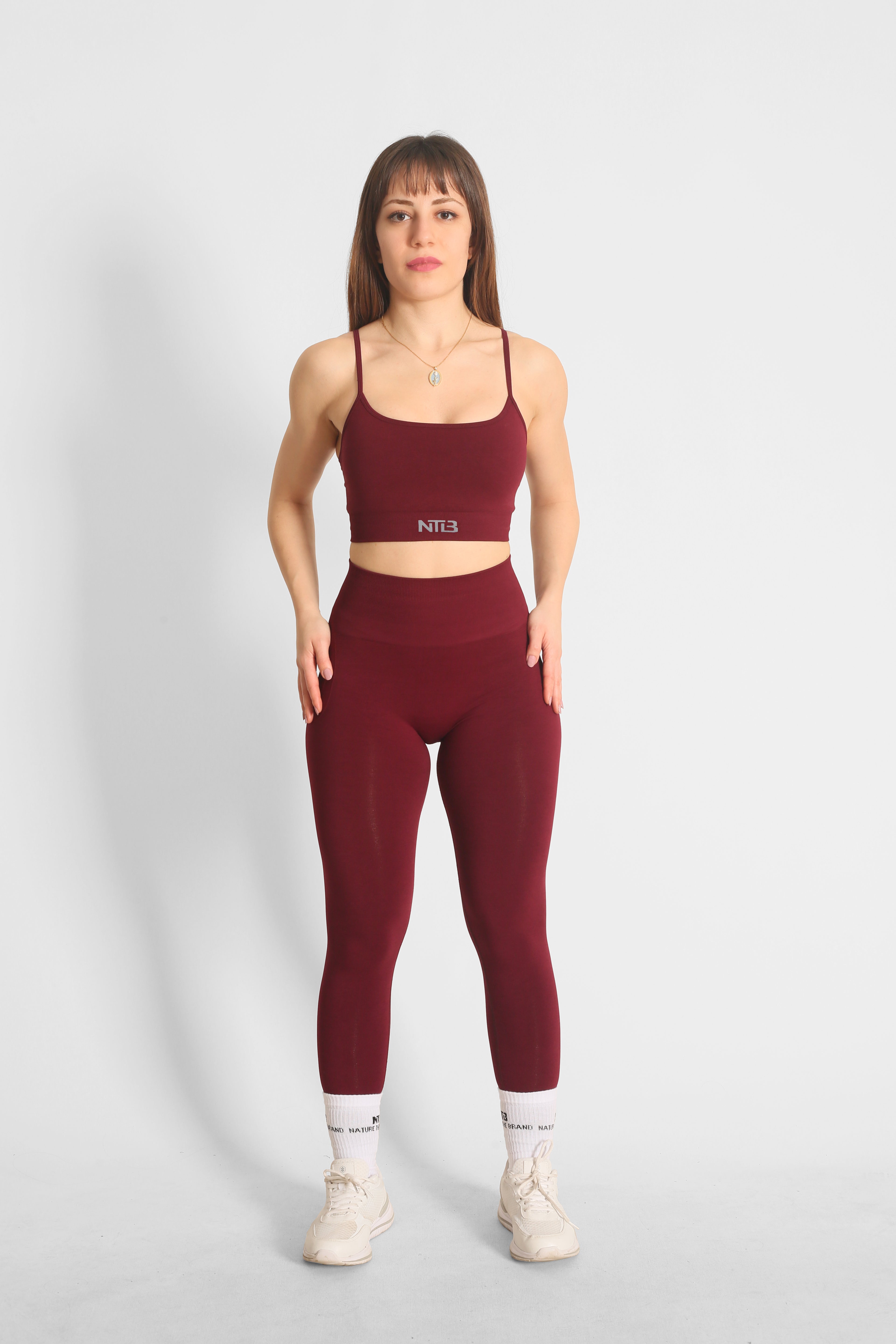 Hohe Taille Nahtlose Hüftformende Leggings Dunkelweinrot