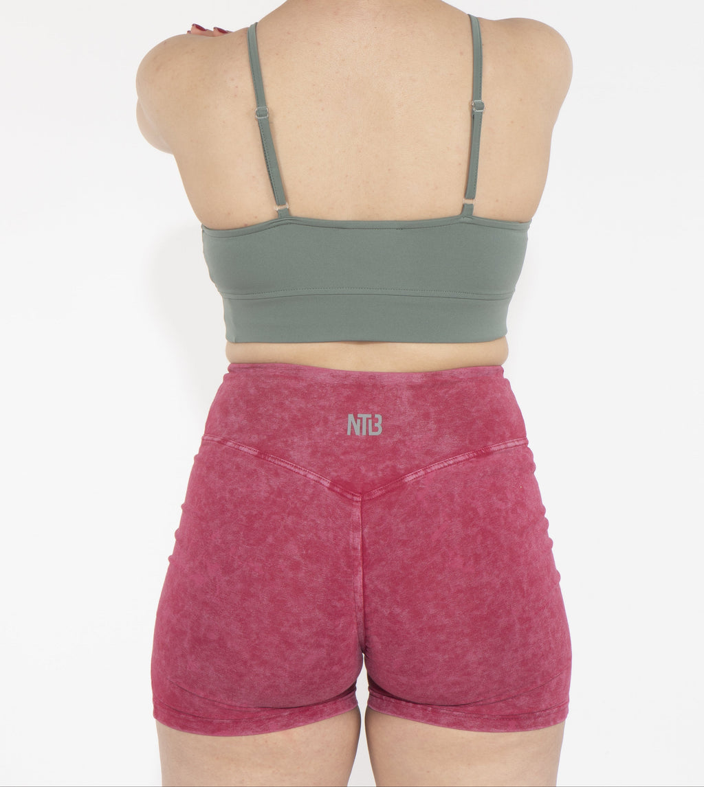 Scrunch High Waist Kurze Leggings Shorts Pink