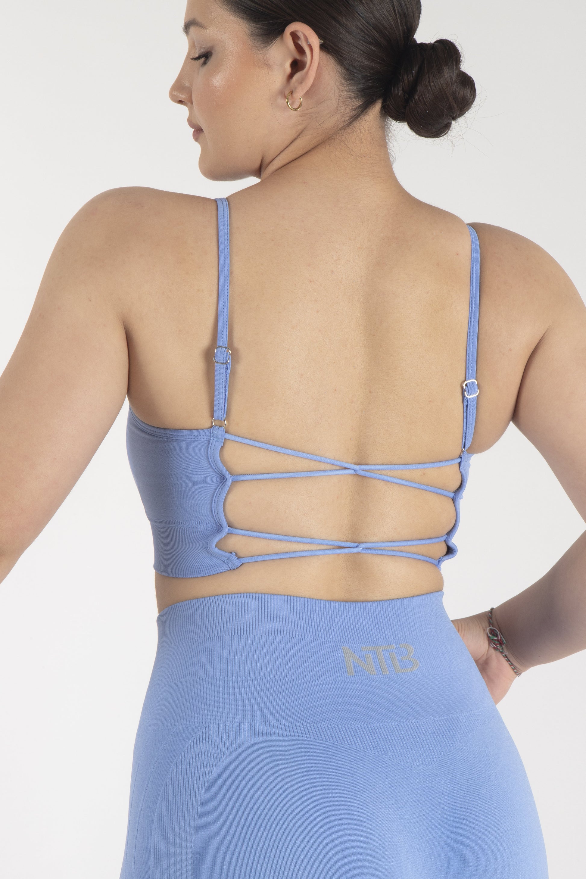 Nahtloser Sport-BH mit Rückendekolleté in Blau