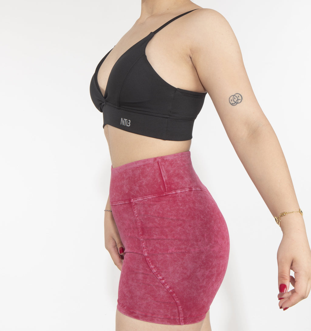 Scrunch High Waist Kurze Leggings Shorts Pink