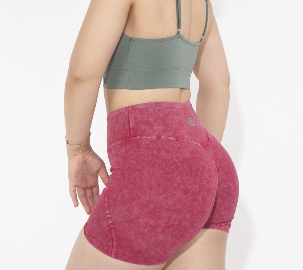 Scrunch High Waist Kurze Leggings Shorts Pink