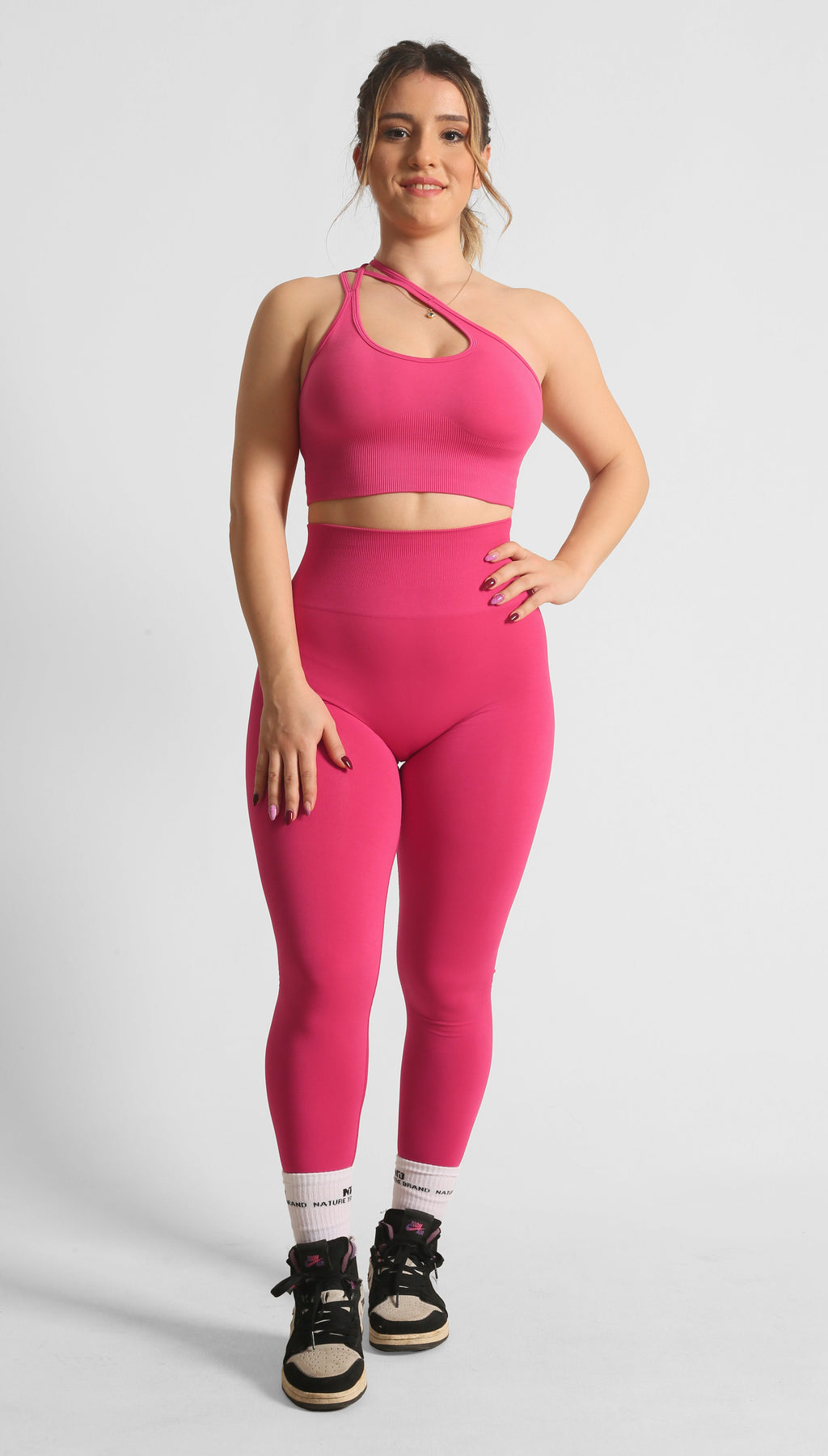 High Waist Formende und Nahtlose Scrunch-Sportleggings Pink