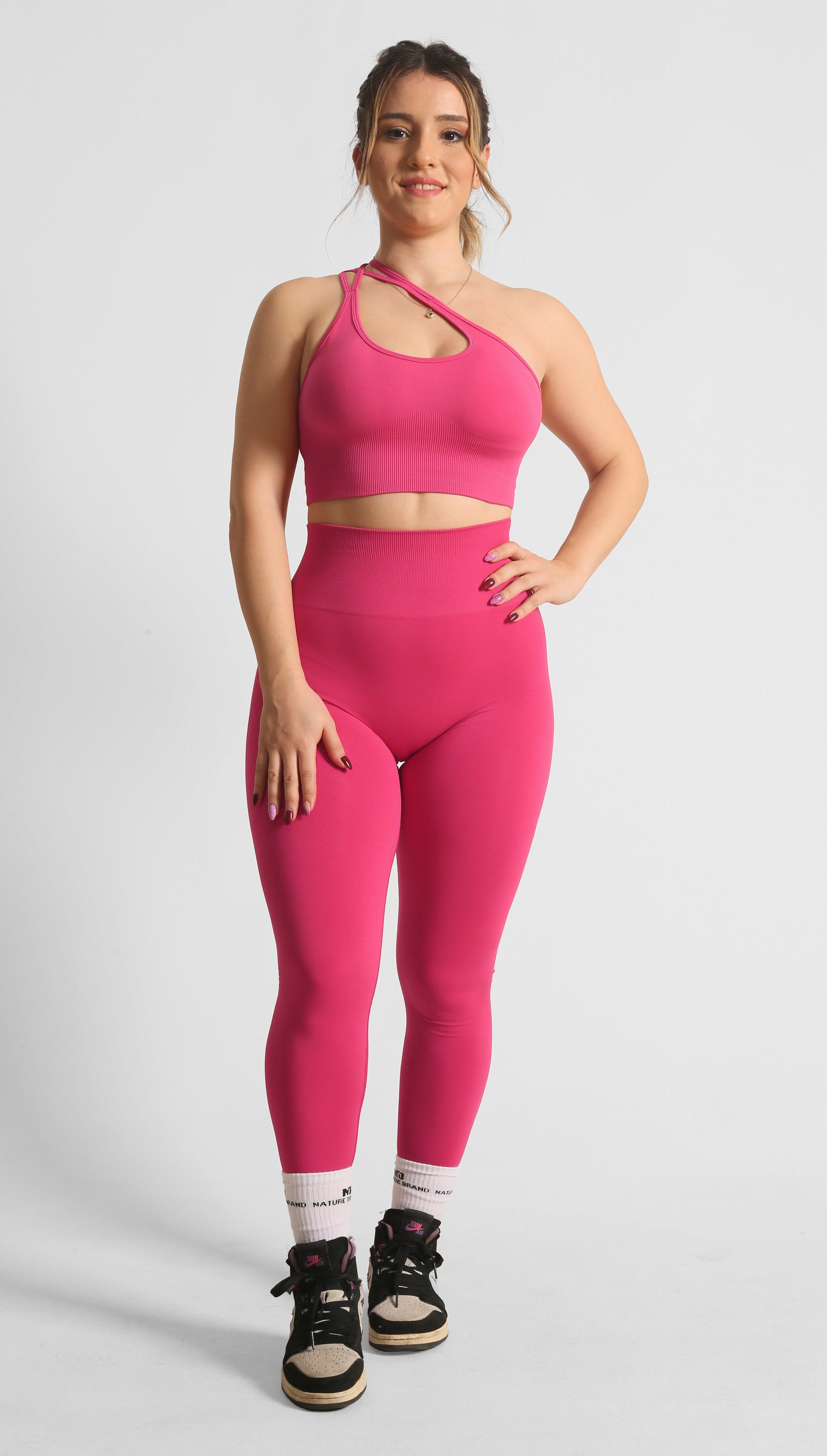 High Waist Formende und Nahtlose Scrunch-Sportleggings Pink