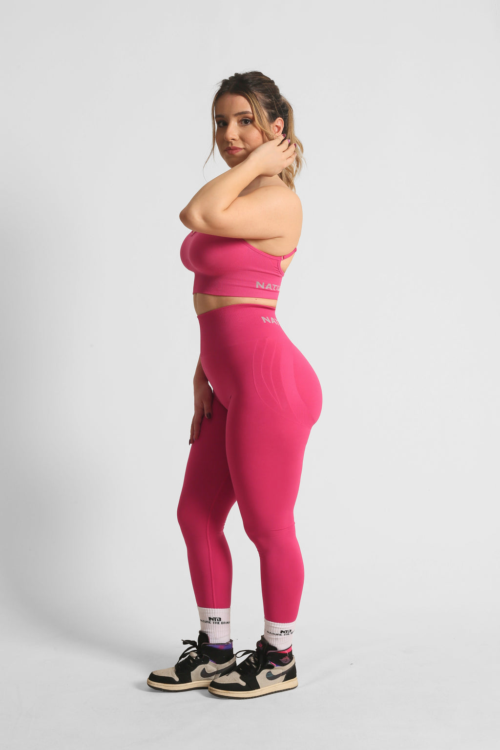 High Waist Formende und Nahtlose Scrunch-Sportleggings Pink