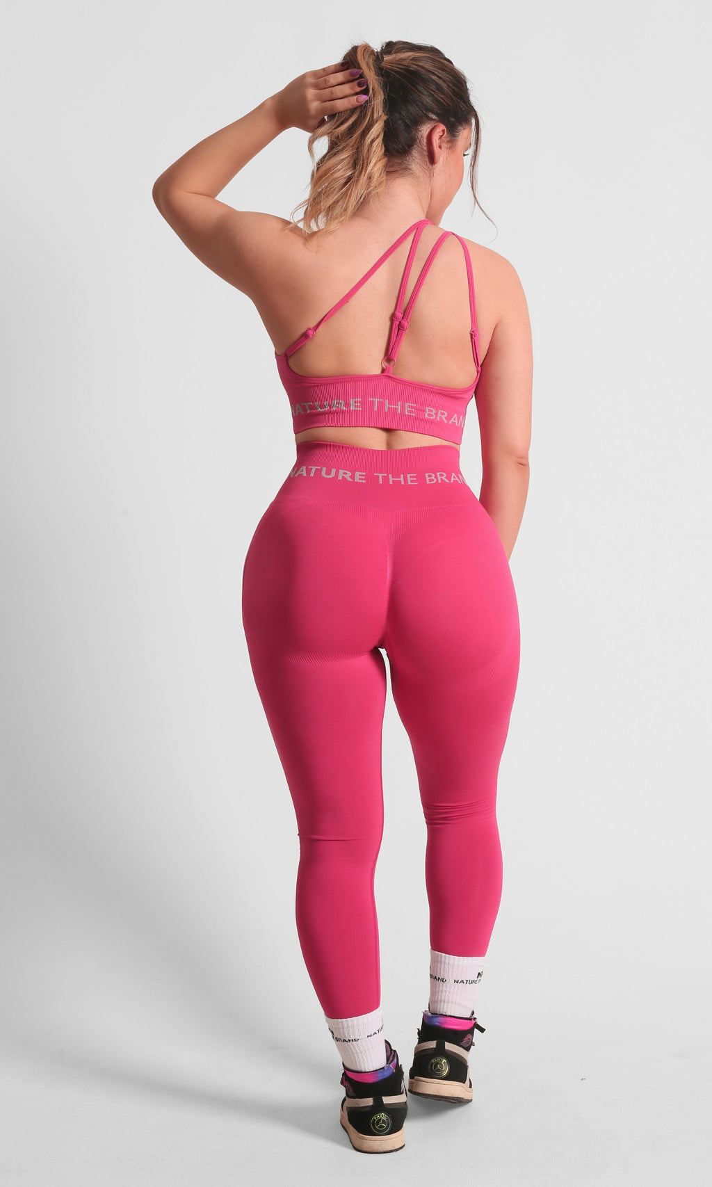 High Waist Formende und Nahtlose Scrunch-Sportleggings Pink
