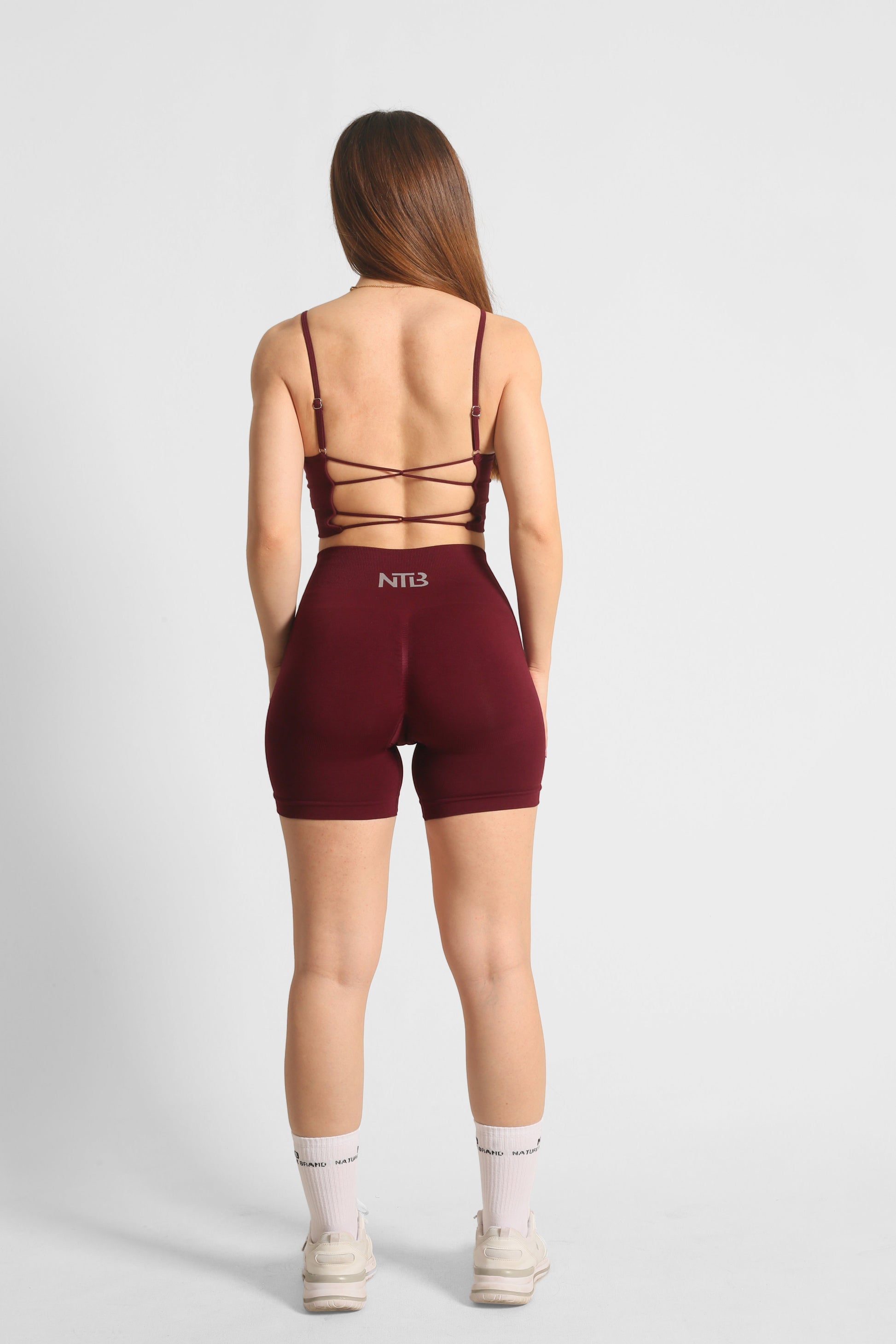 Push-Up Sport-Shorts mit Raffung in Dunkelweinrot