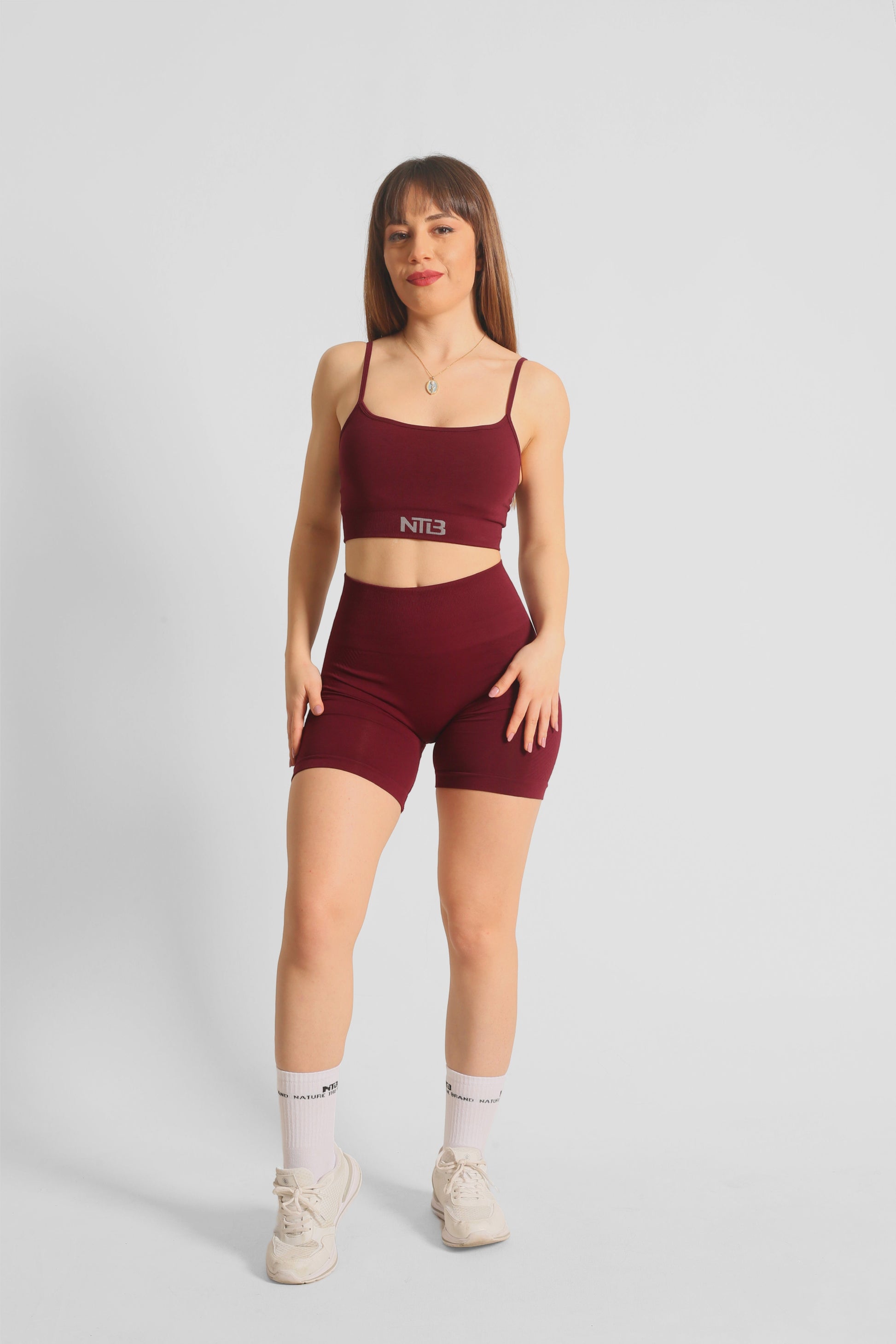 Push-Up Sport-Shorts mit Raffung in Dunkelweinrot