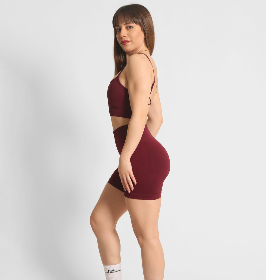 Push-Up Sport-Shorts mit Raffung in Dunkelweinrot