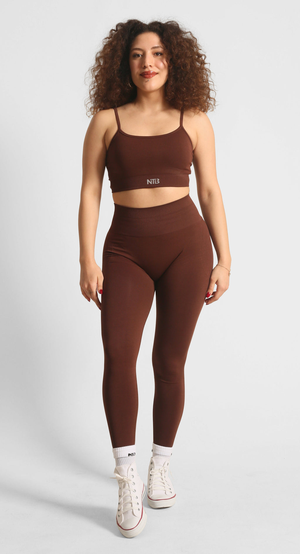 High Waist Formende Nahtlose Scrunch-Leggings Braun
