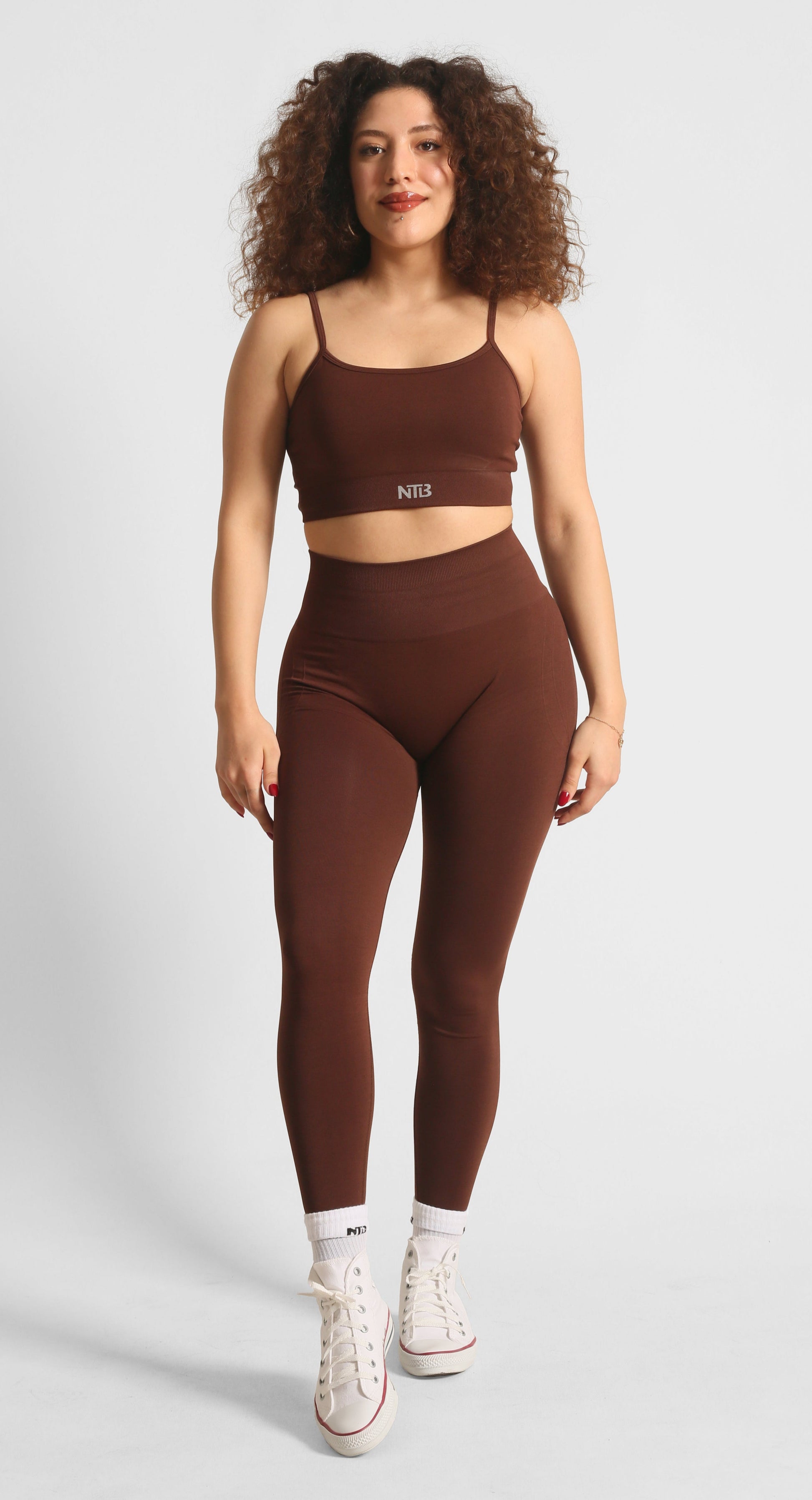 High Waist Formende Nahtlose Scrunch-Leggings Braun