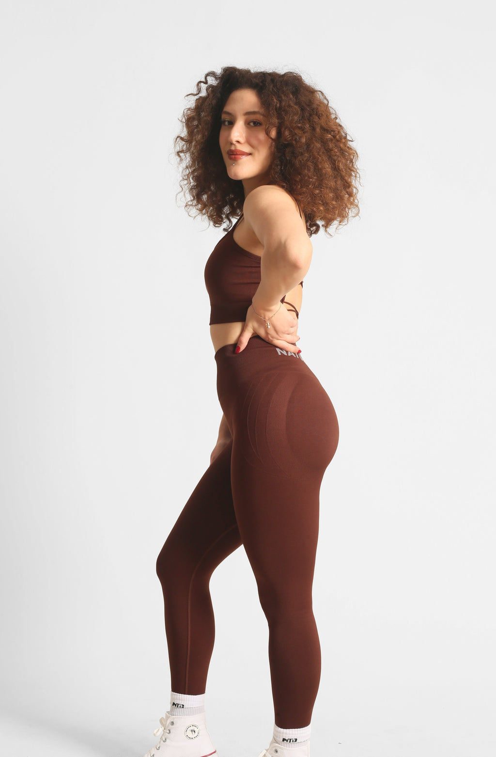 High Waist Formende Nahtlose Scrunch-Leggings Braun