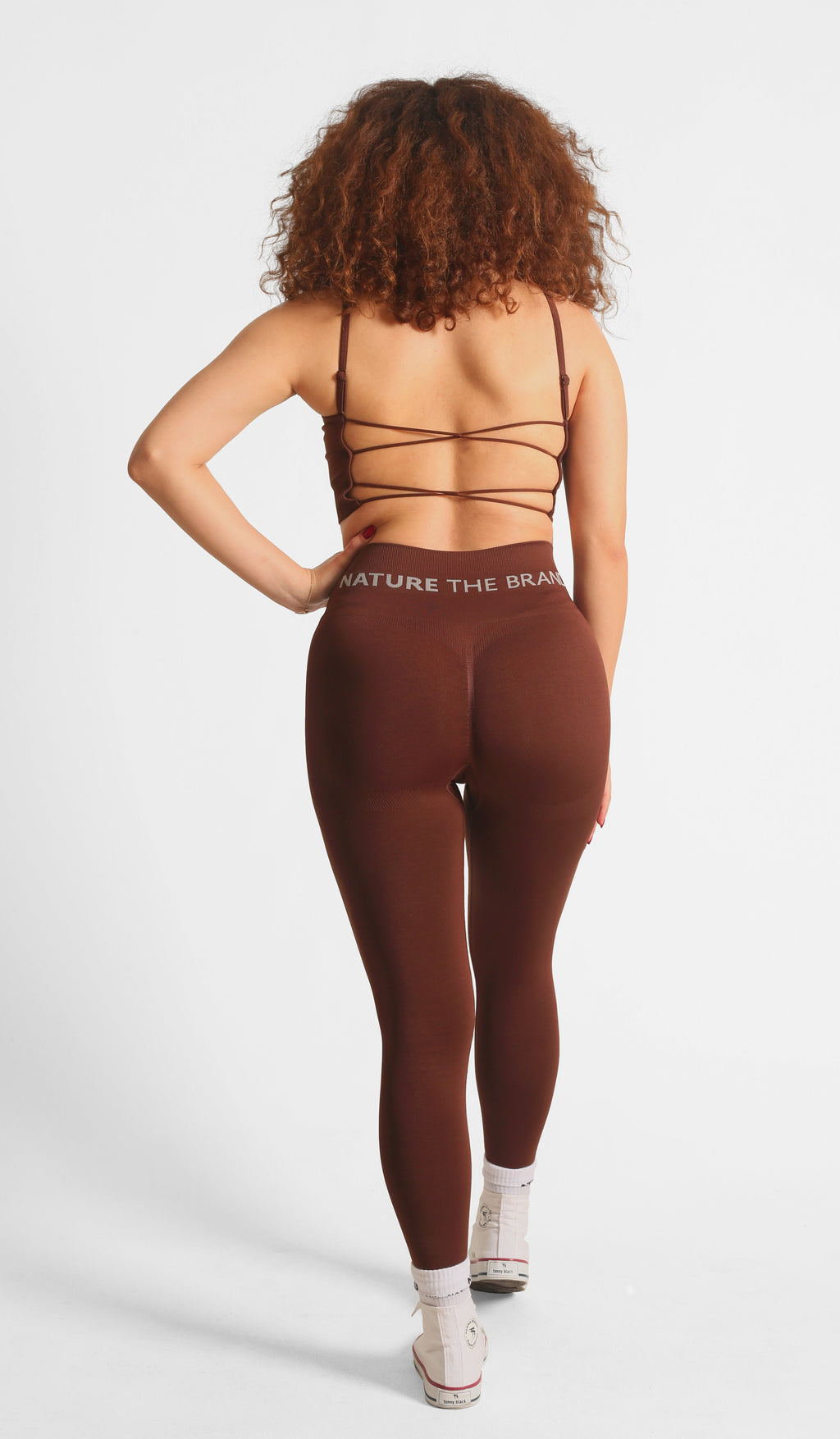 High Waist Formende Nahtlose Scrunch-Leggings Braun