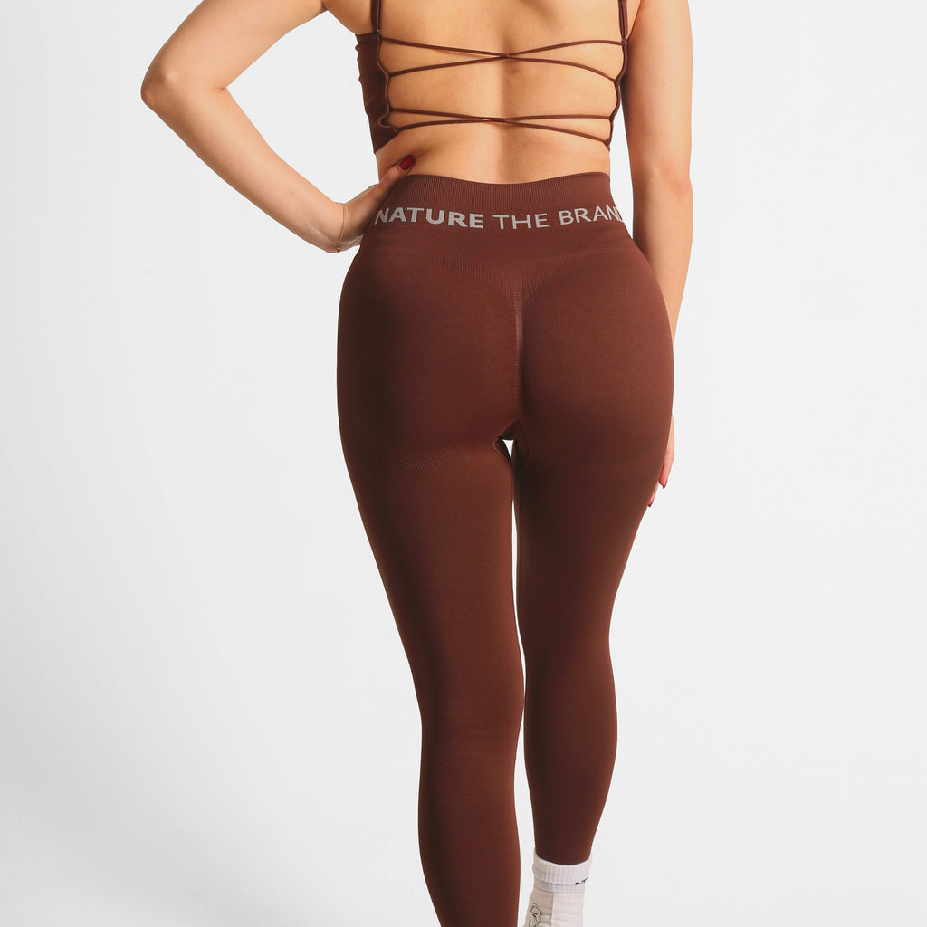 High Waist Formende Nahtlose Scrunch-Leggings Braun