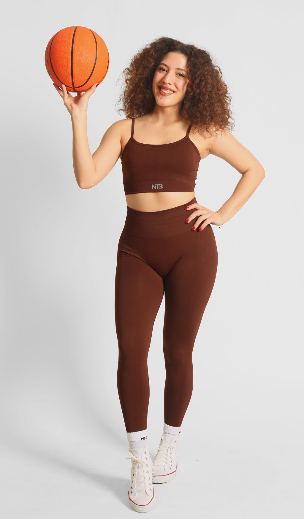 High Waist Formende Nahtlose Scrunch-Leggings Braun
