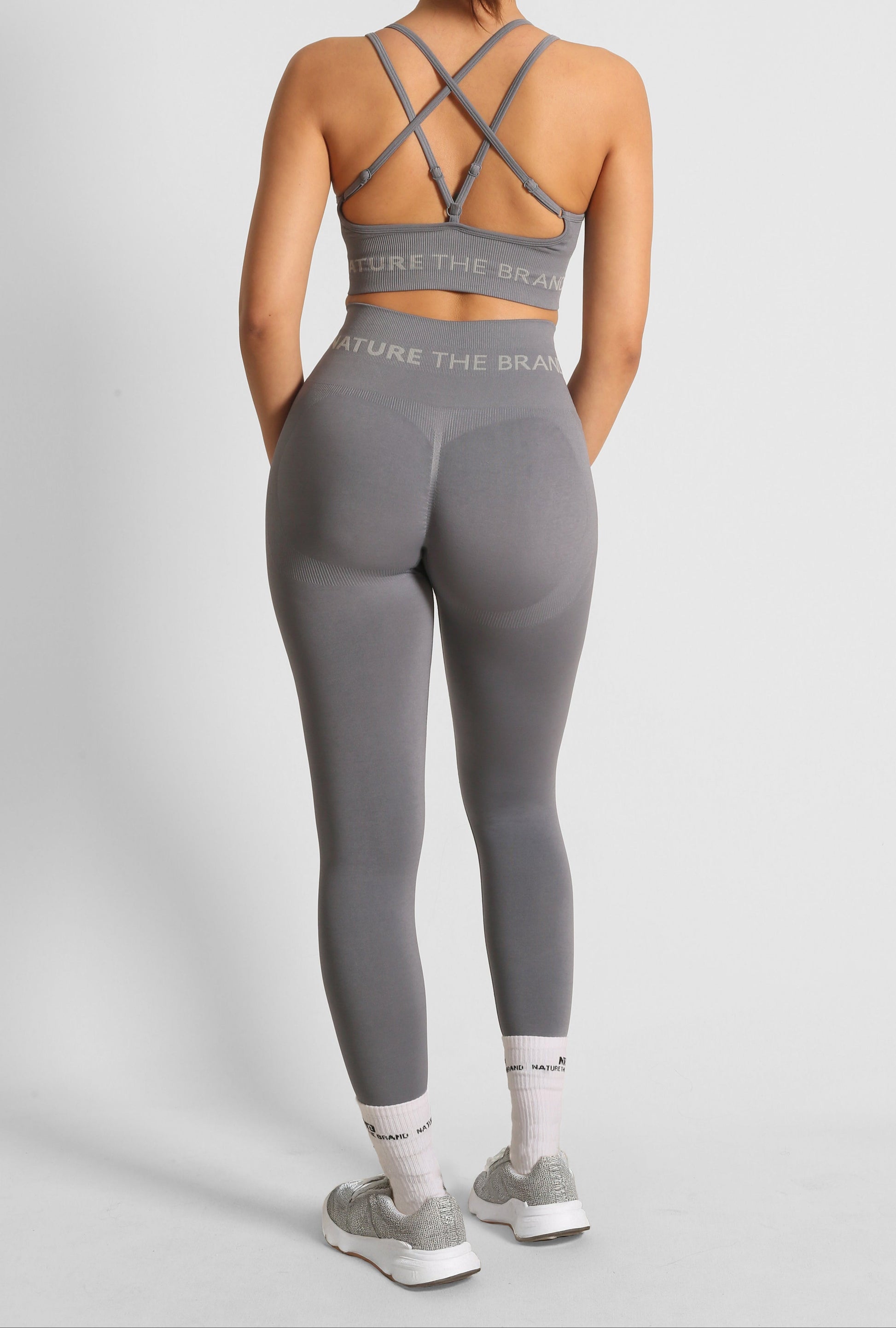 High Waist Formende Nahtlose Scrunch-Sportleggings Grau