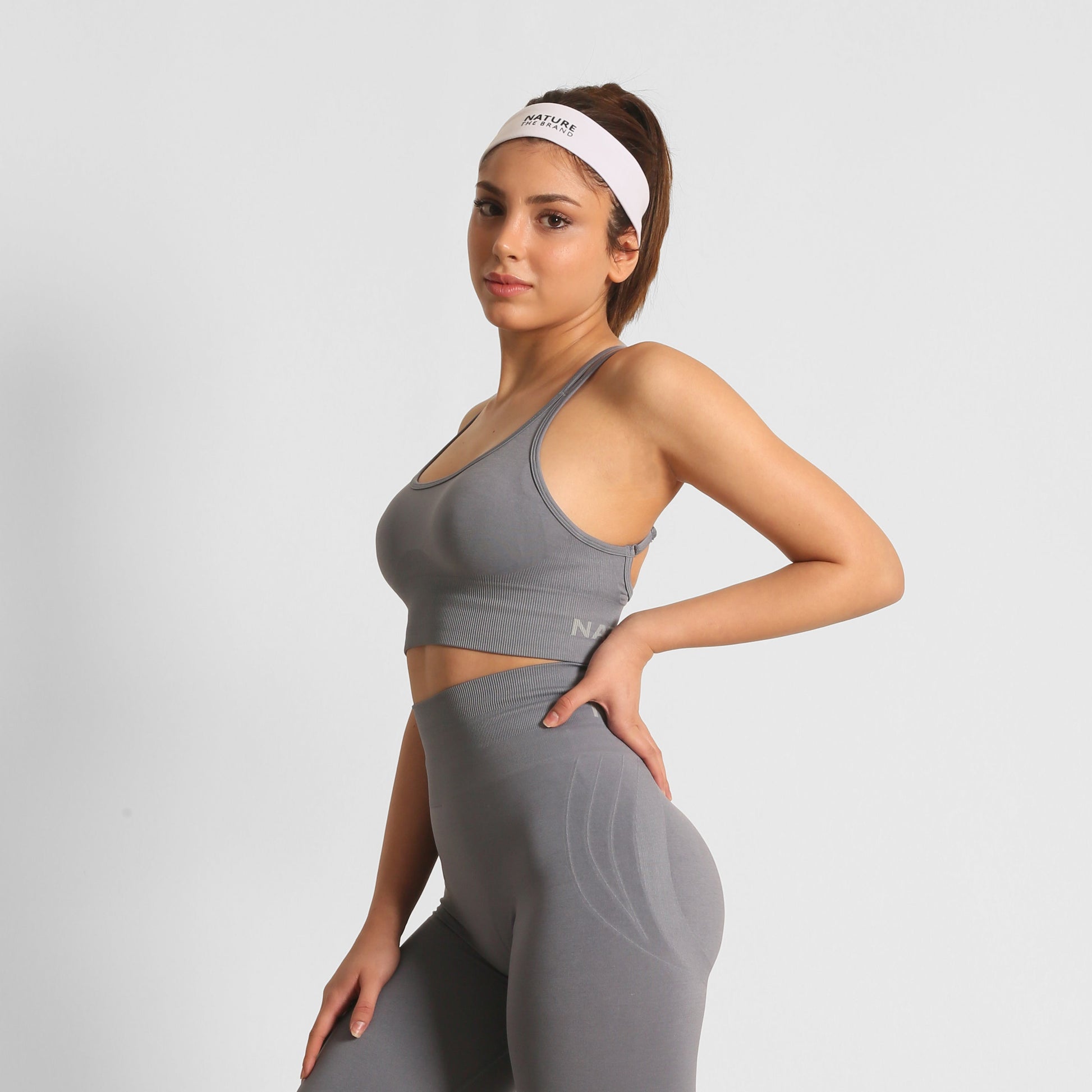 High Waist Formende Nahtlose Scrunch-Sportleggings Grau