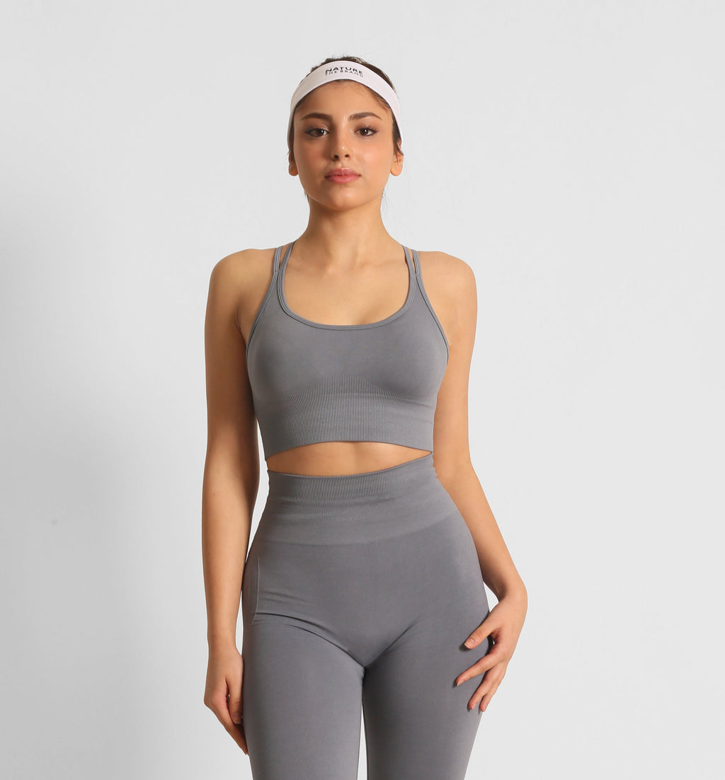 High Waist Formende Nahtlose Scrunch-Sportleggings Grau